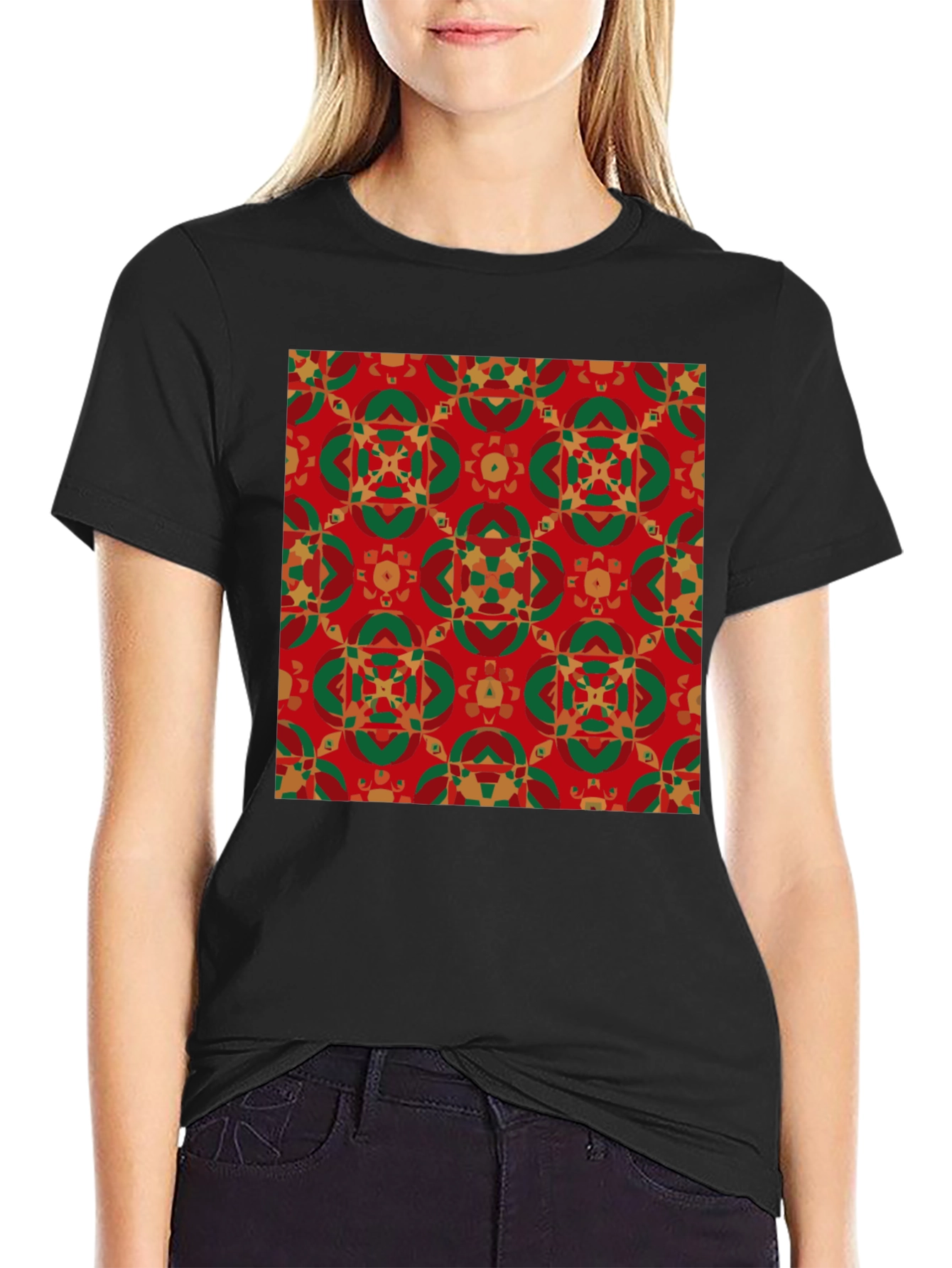 Festive Patterned Crew Neck T-Shirt