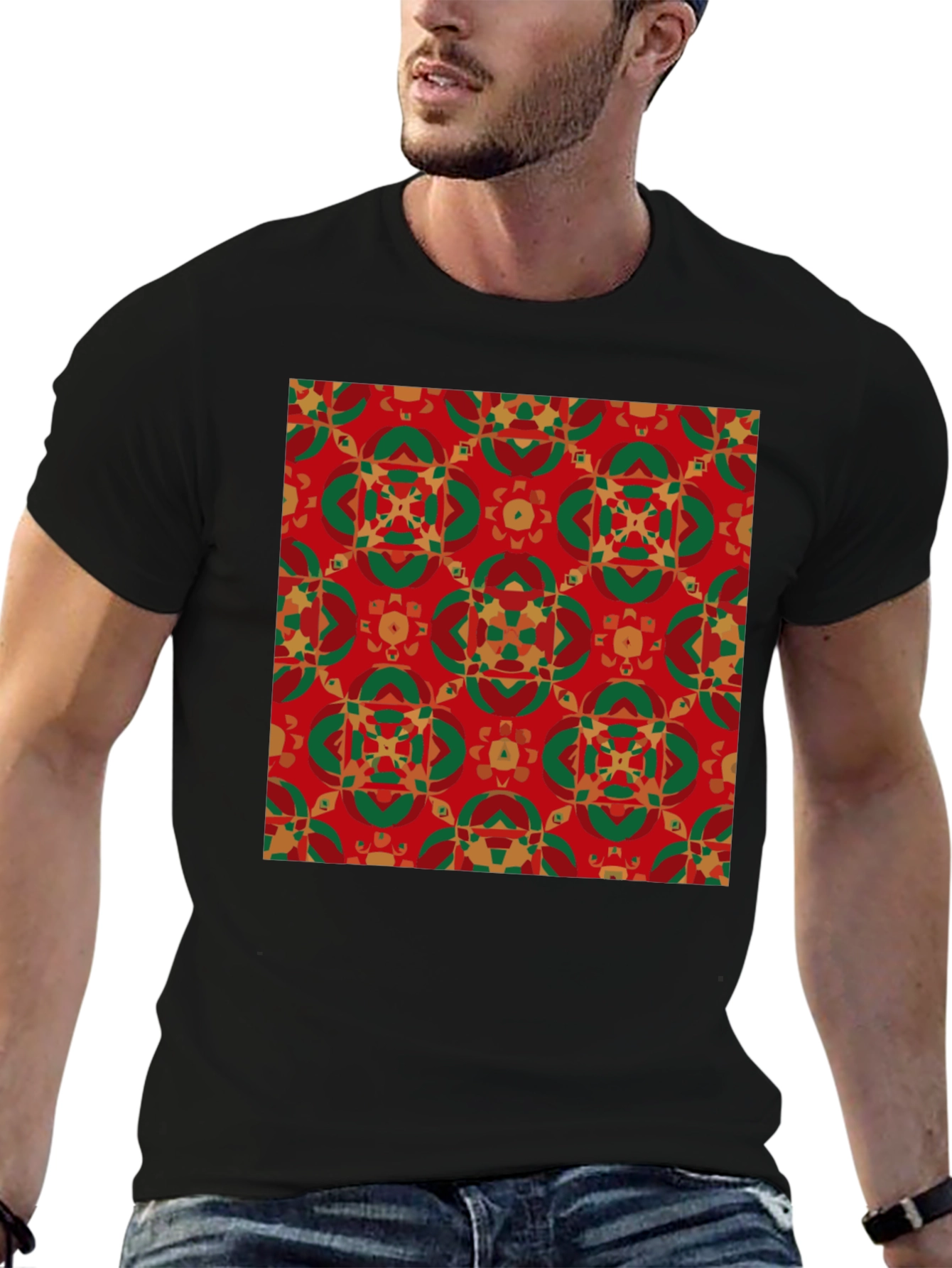 Festive Patterned Crew Neck T-Shirt