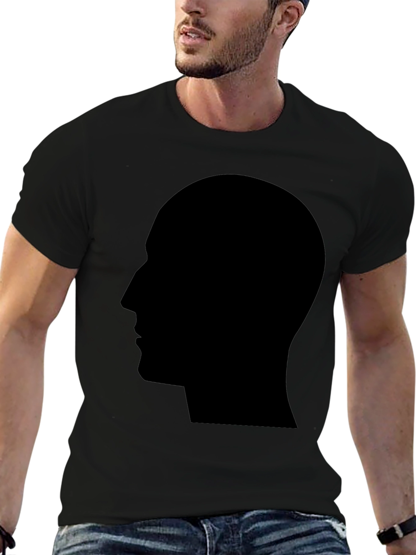 Silhouette Head Black T-Shirt - Modern Graphic Tee