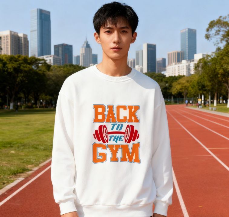 Motivational 'BACK TO THE GYM' Graphic Sweatshirt