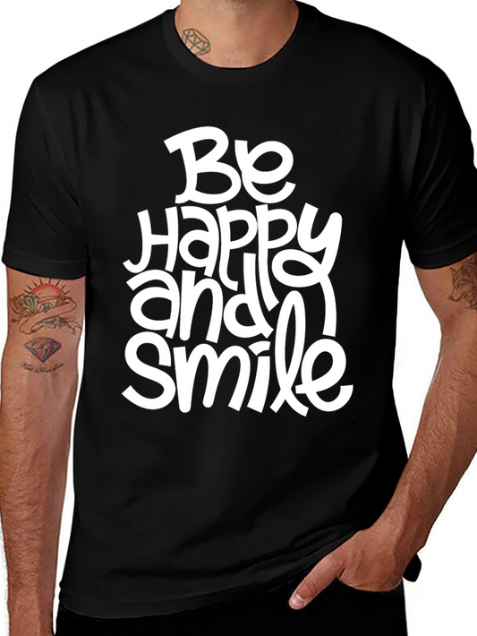 Be Happy and Smile Graphic Tee - Trendy Comfort