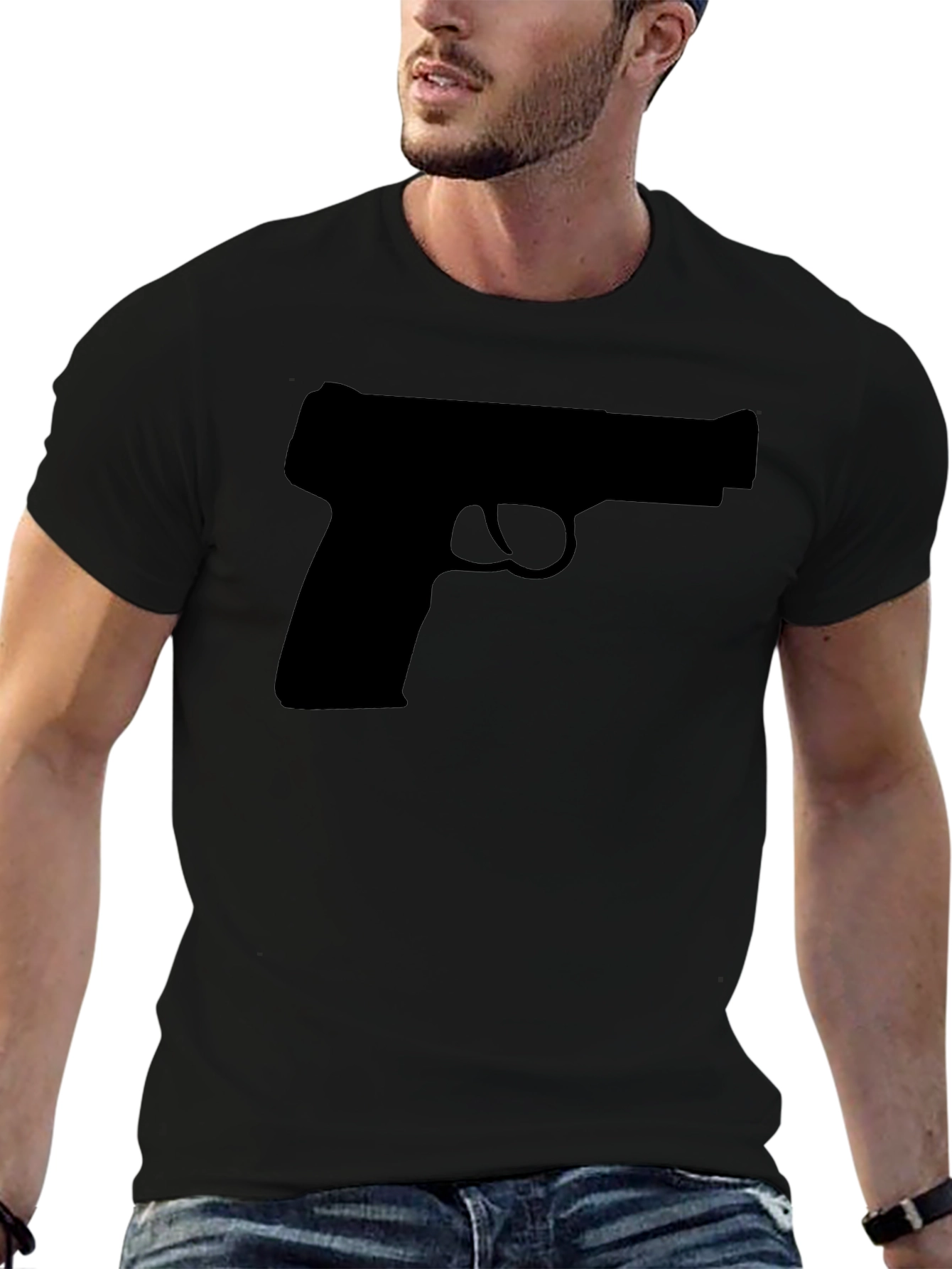 Gun Silhouette T-Shirt - Classic Black Tee