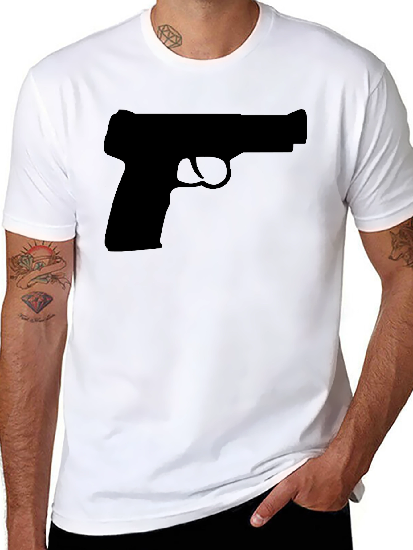 Gun Silhouette T-Shirt - Classic Black Tee