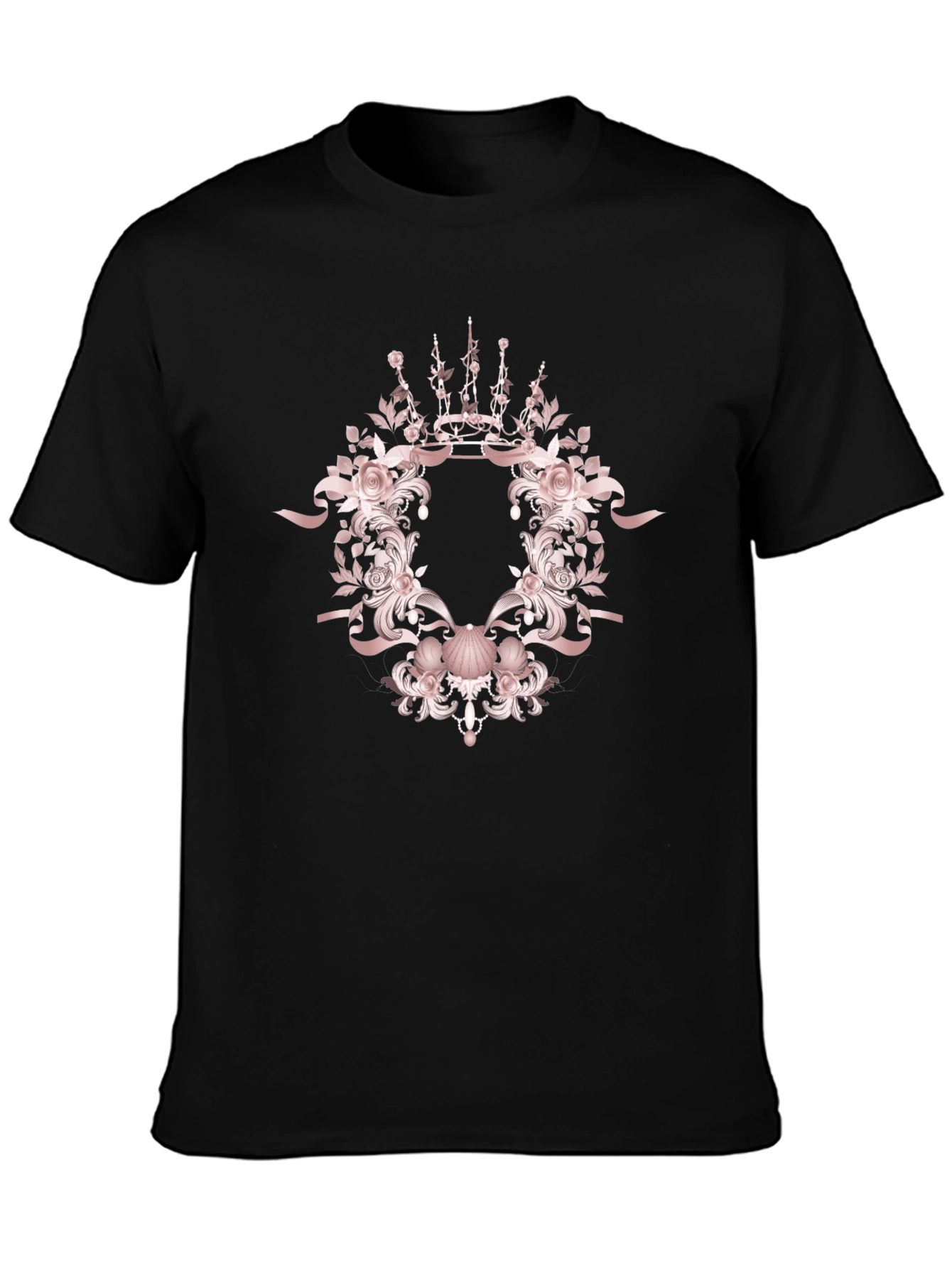 Elegant Floral Crown Graphic T-Shirt