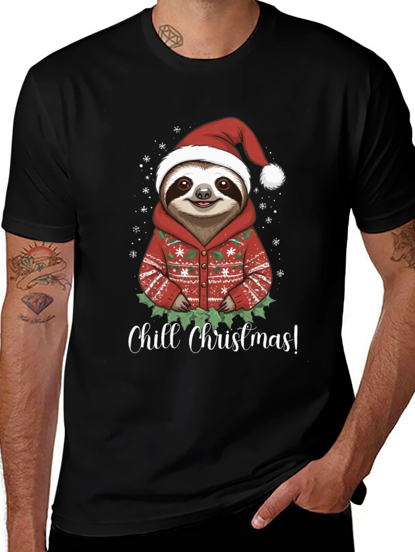 Chill Christmas Sloth T-Shirt - Holiday Apparel