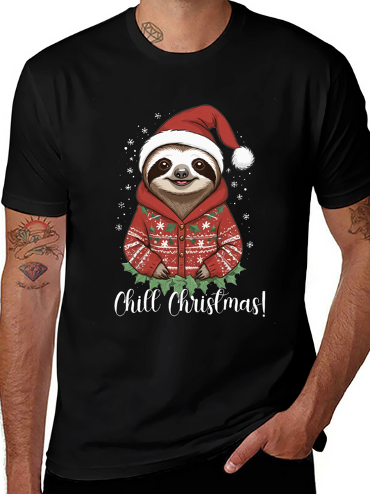 Chill Christmas Sloth T-Shirt - Holiday Apparel