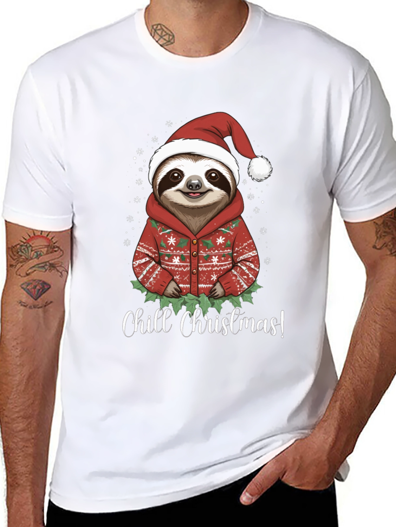 Chill Christmas Sloth T-Shirt - Holiday Apparel