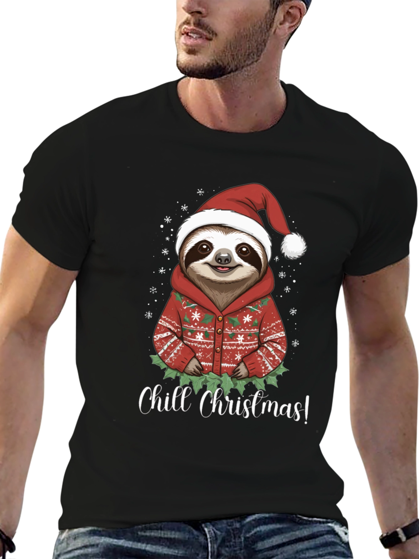 Chill Christmas Sloth T-Shirt - Holiday Apparel