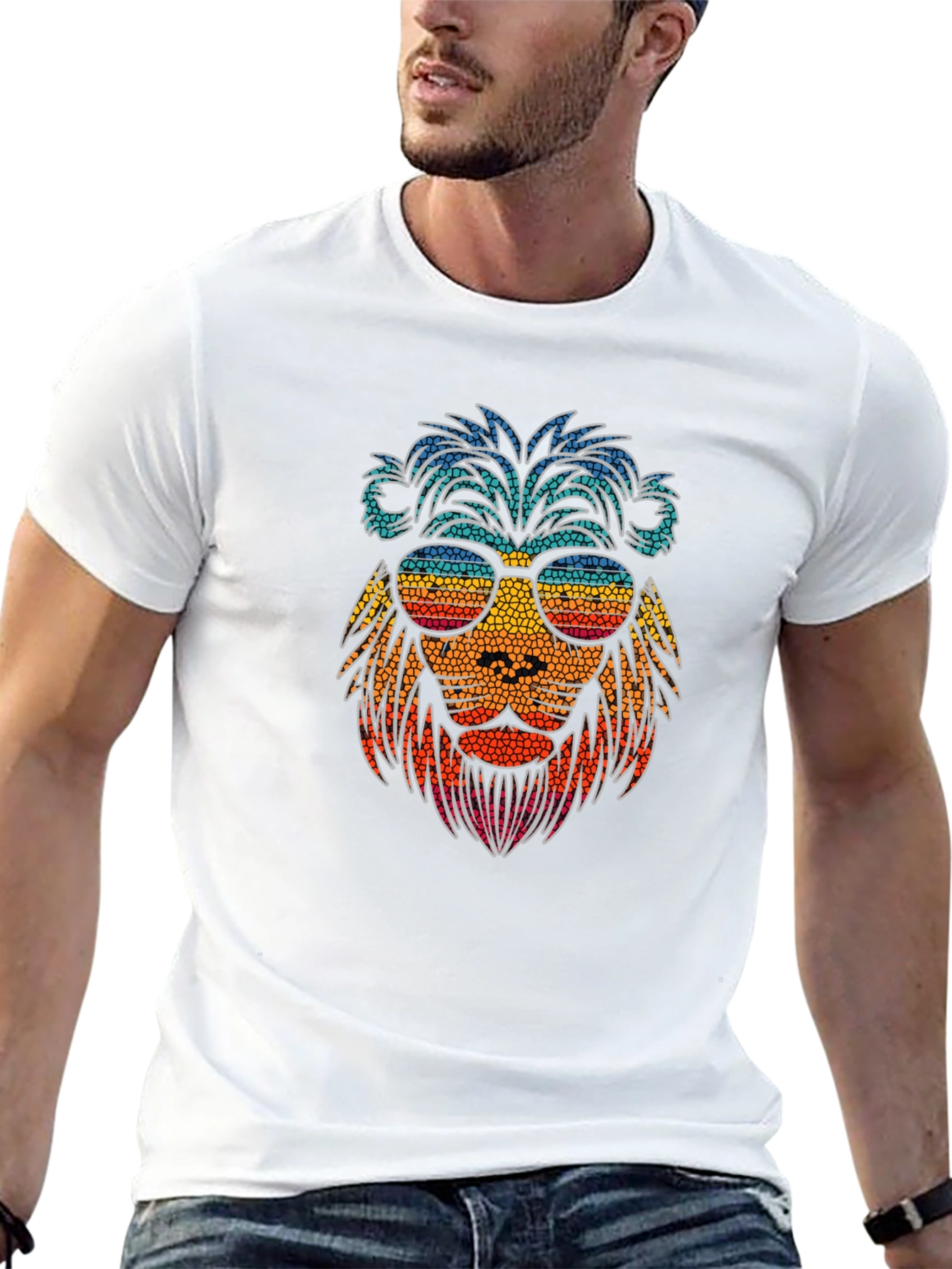 Cool Lion Graphic Tee - Stylish Mens Black T-Shirt