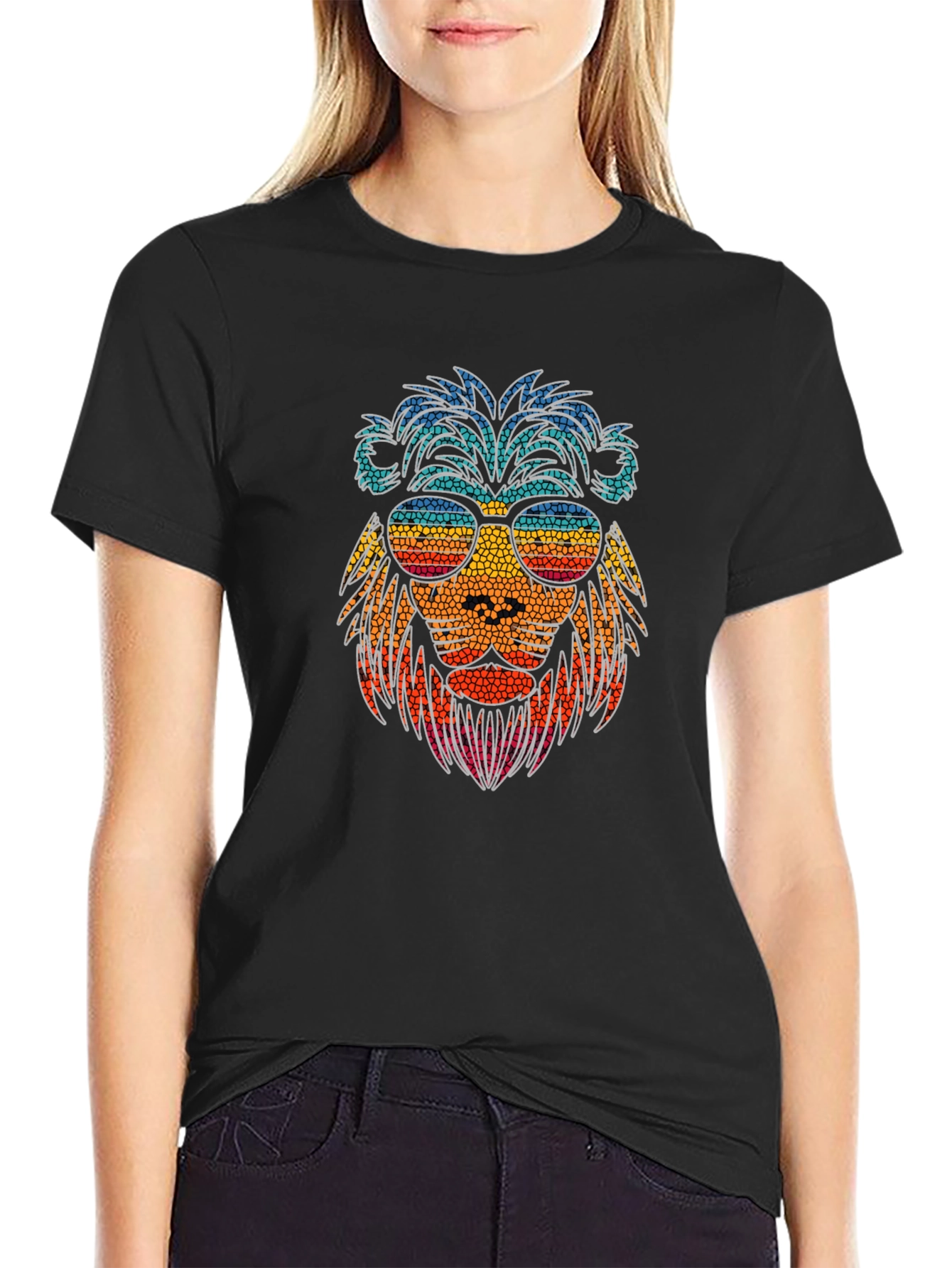 Cool Lion Graphic Tee - Stylish Mens Black T-Shirt