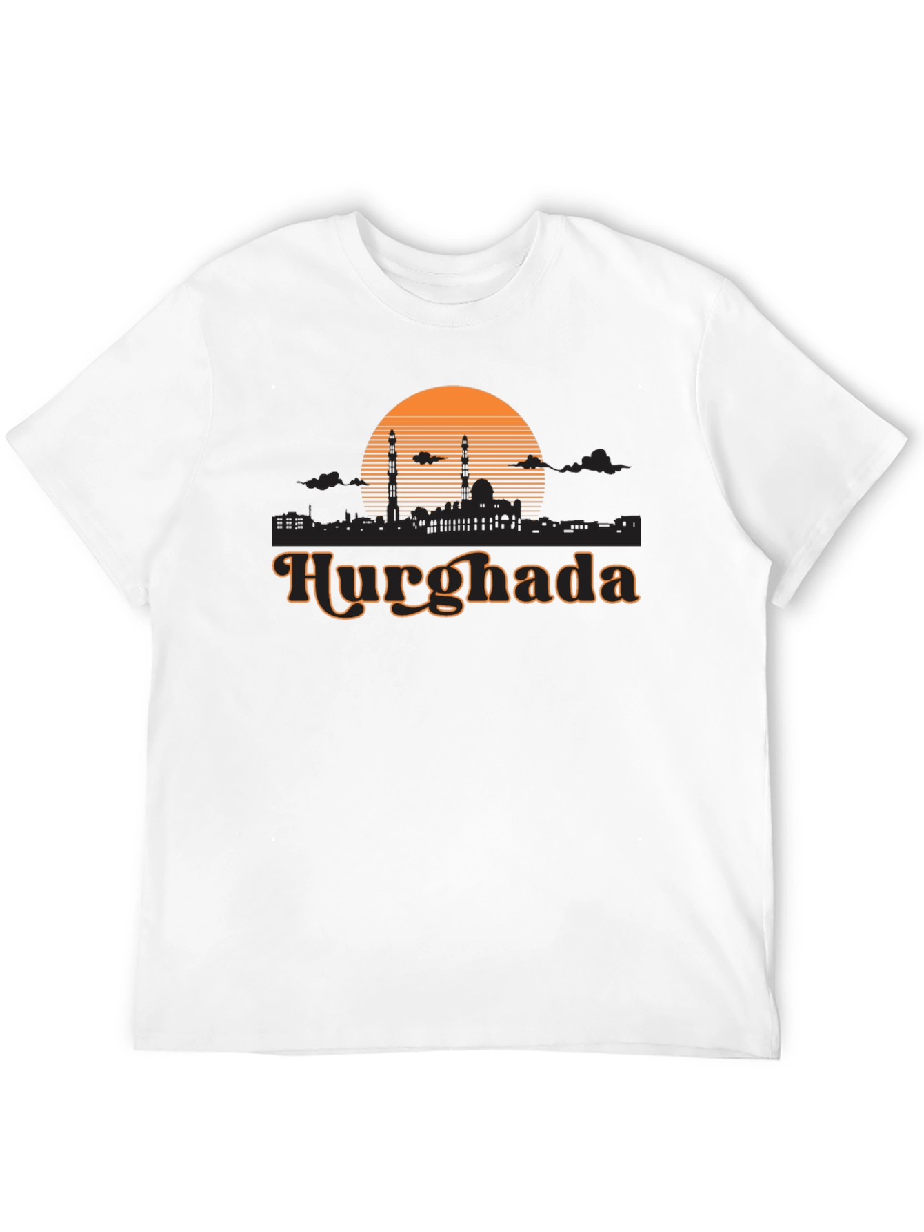 Hurghada Retro Sunset Black T-Shirt