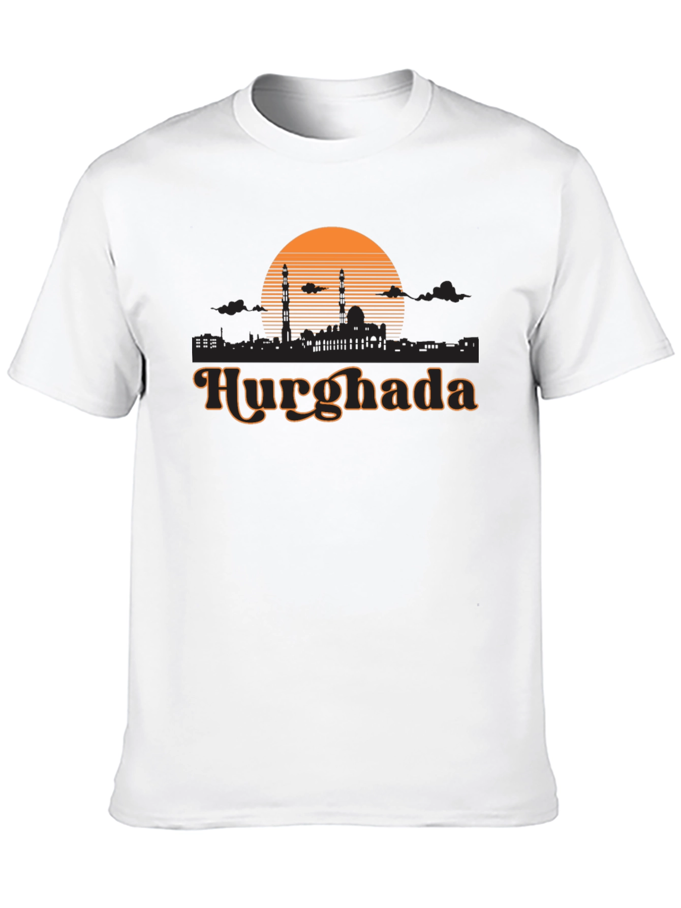Hurghada Retro Sunset Black T-Shirt
