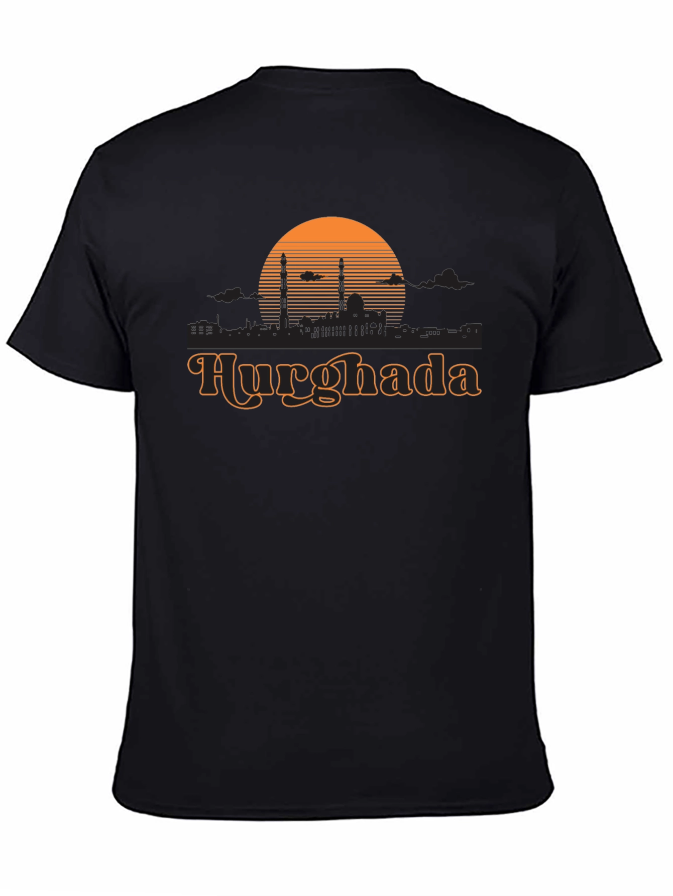 Hurghada Retro Sunset Black T-Shirt