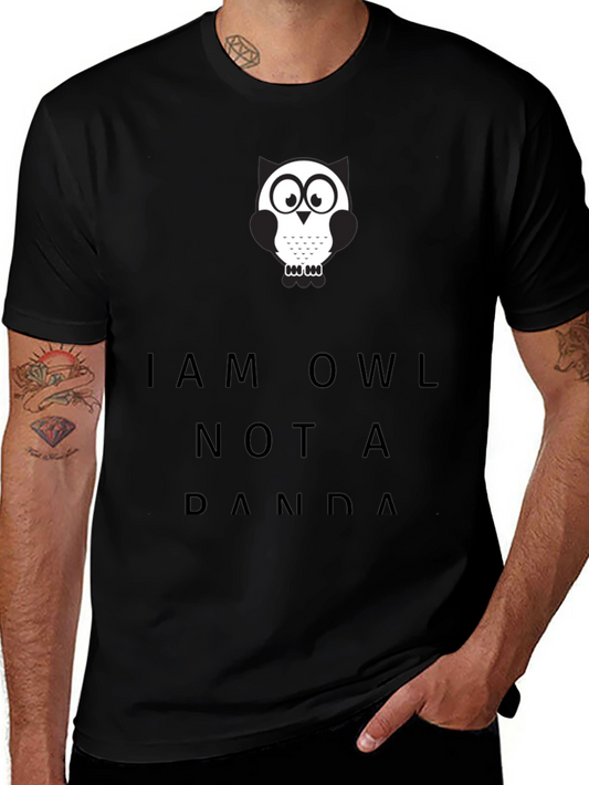 I am Owl Not A Panda - Black Graphic Tee