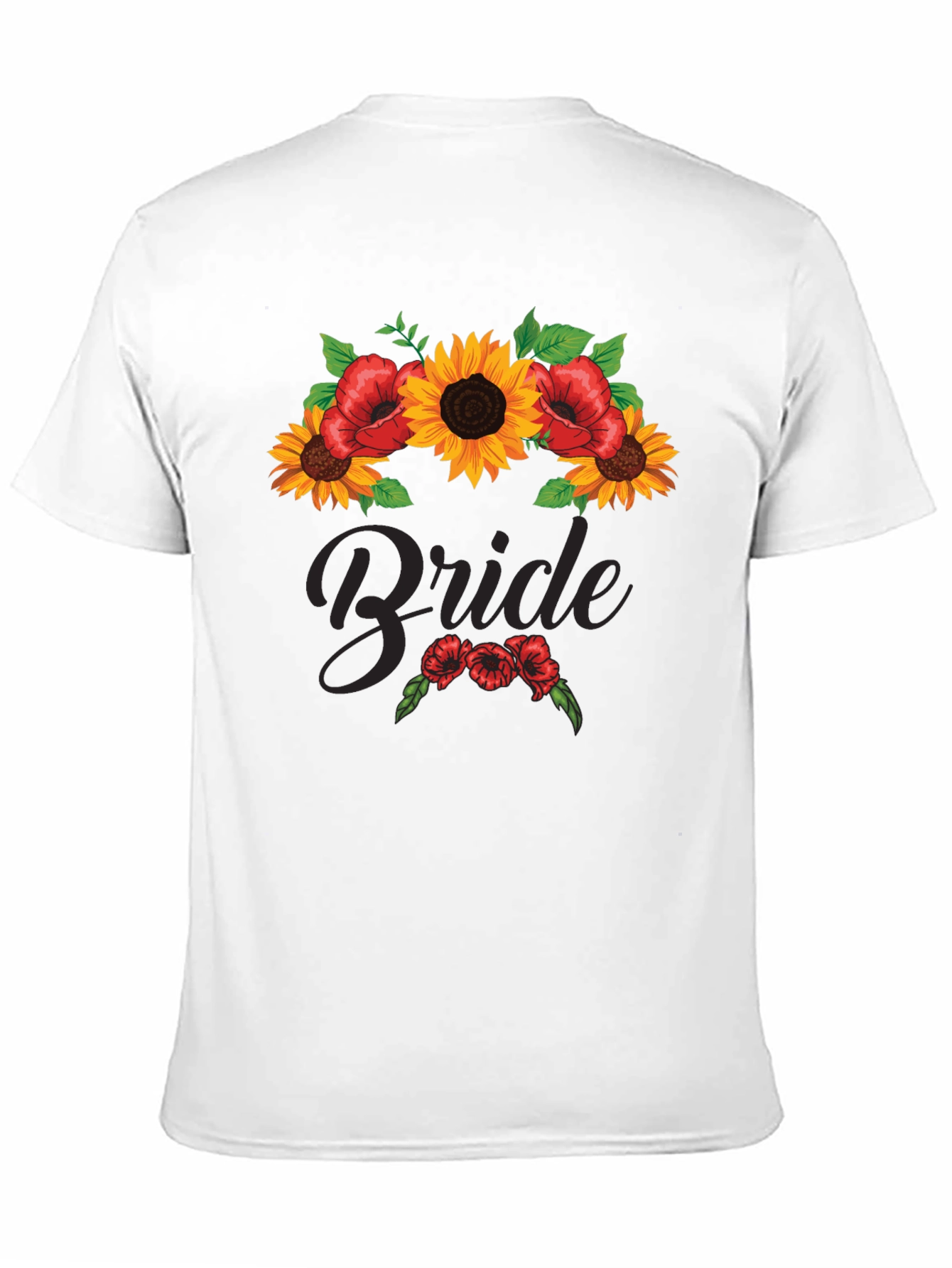 Bride Sunflower & Poppy Graphic Tee - Black