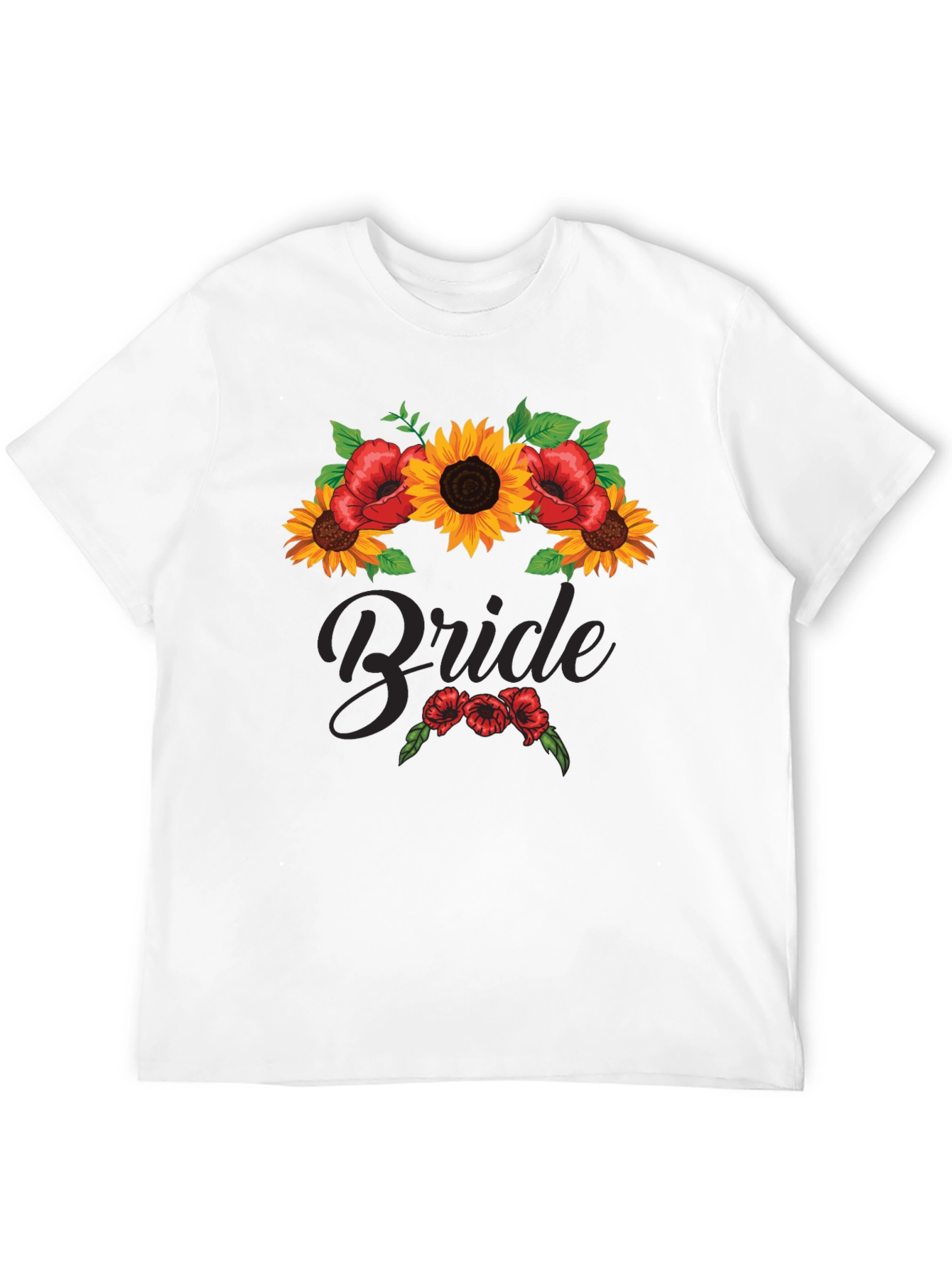 Bride Sunflower & Poppy Graphic Tee - Black