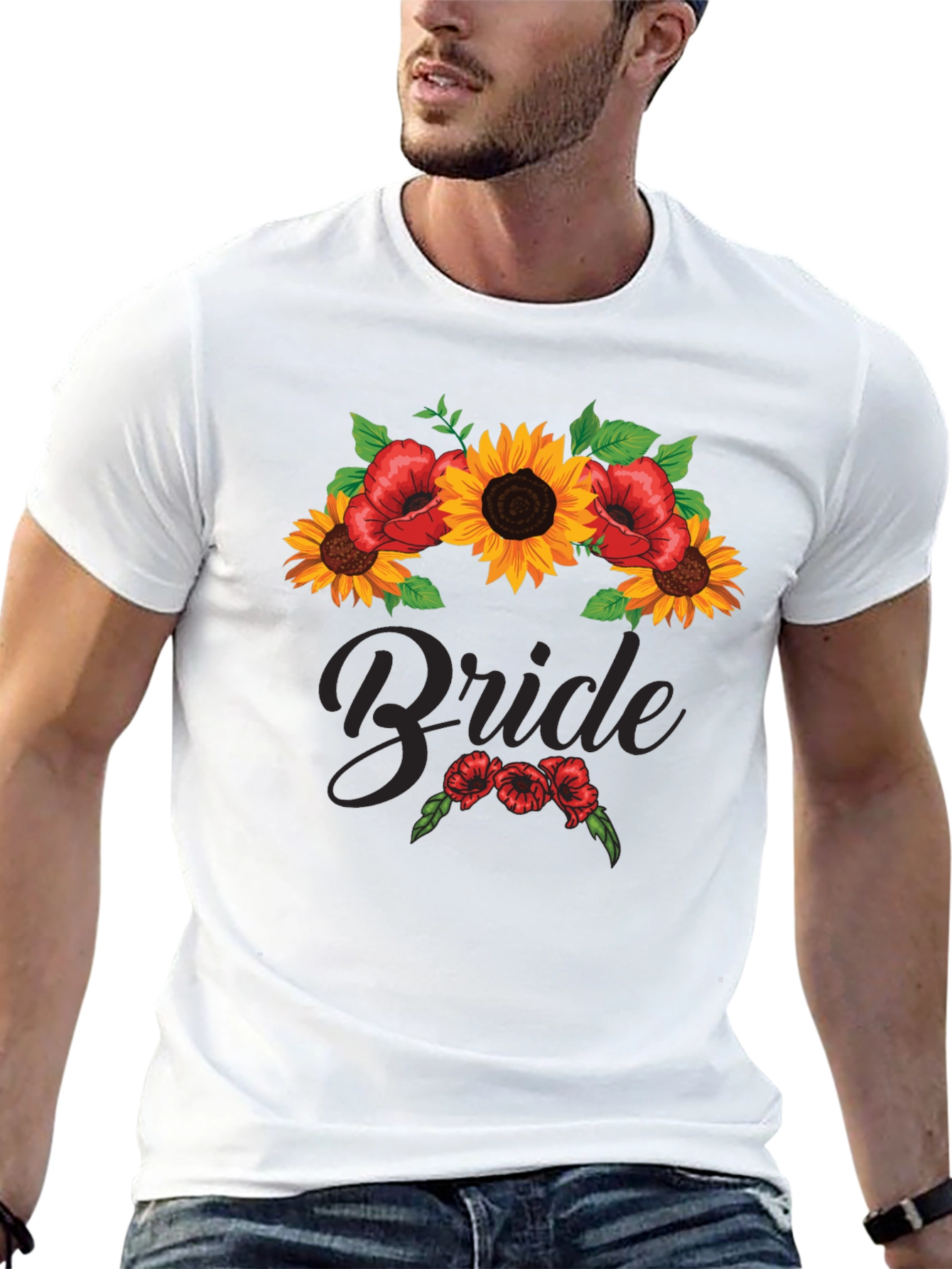 Bride Sunflower & Poppy Graphic Tee - Black
