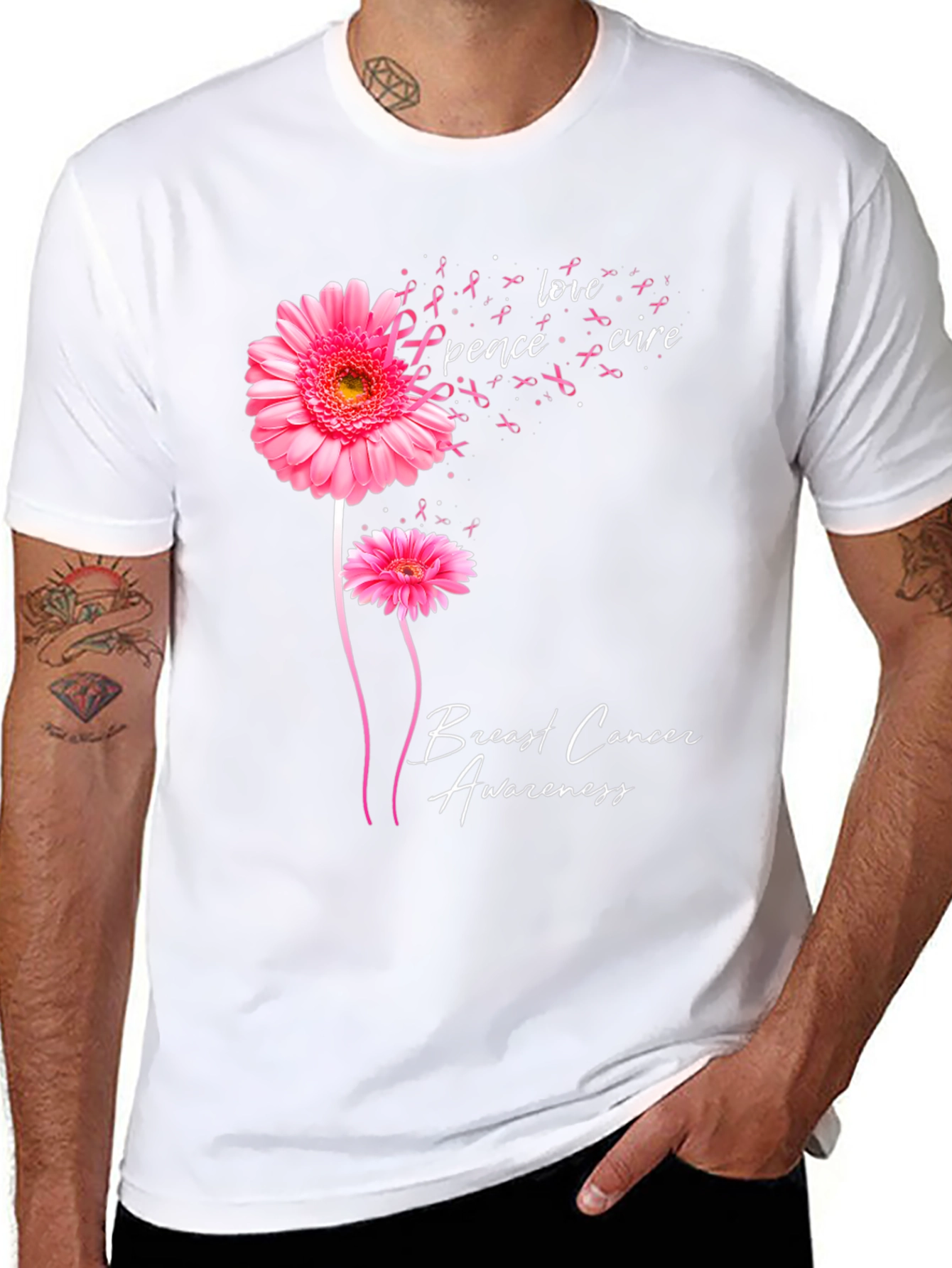 Breast Cancer Awareness Flower Graphic Tee