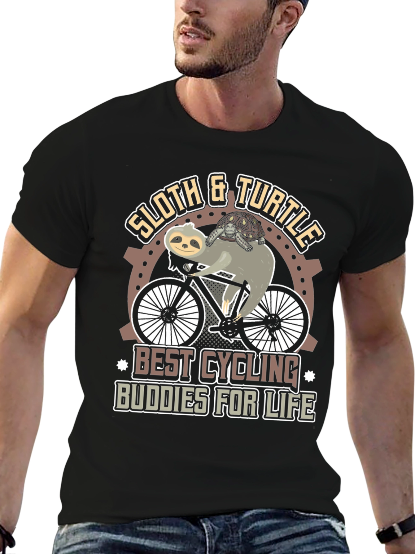 Sloth & Turtle Cycling Buddies T-Shirt