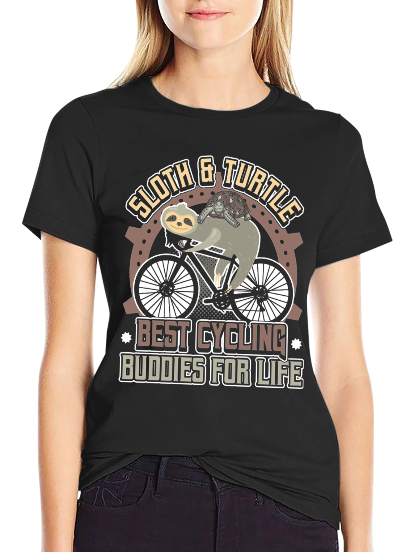 Sloth & Turtle Cycling Buddies T-Shirt