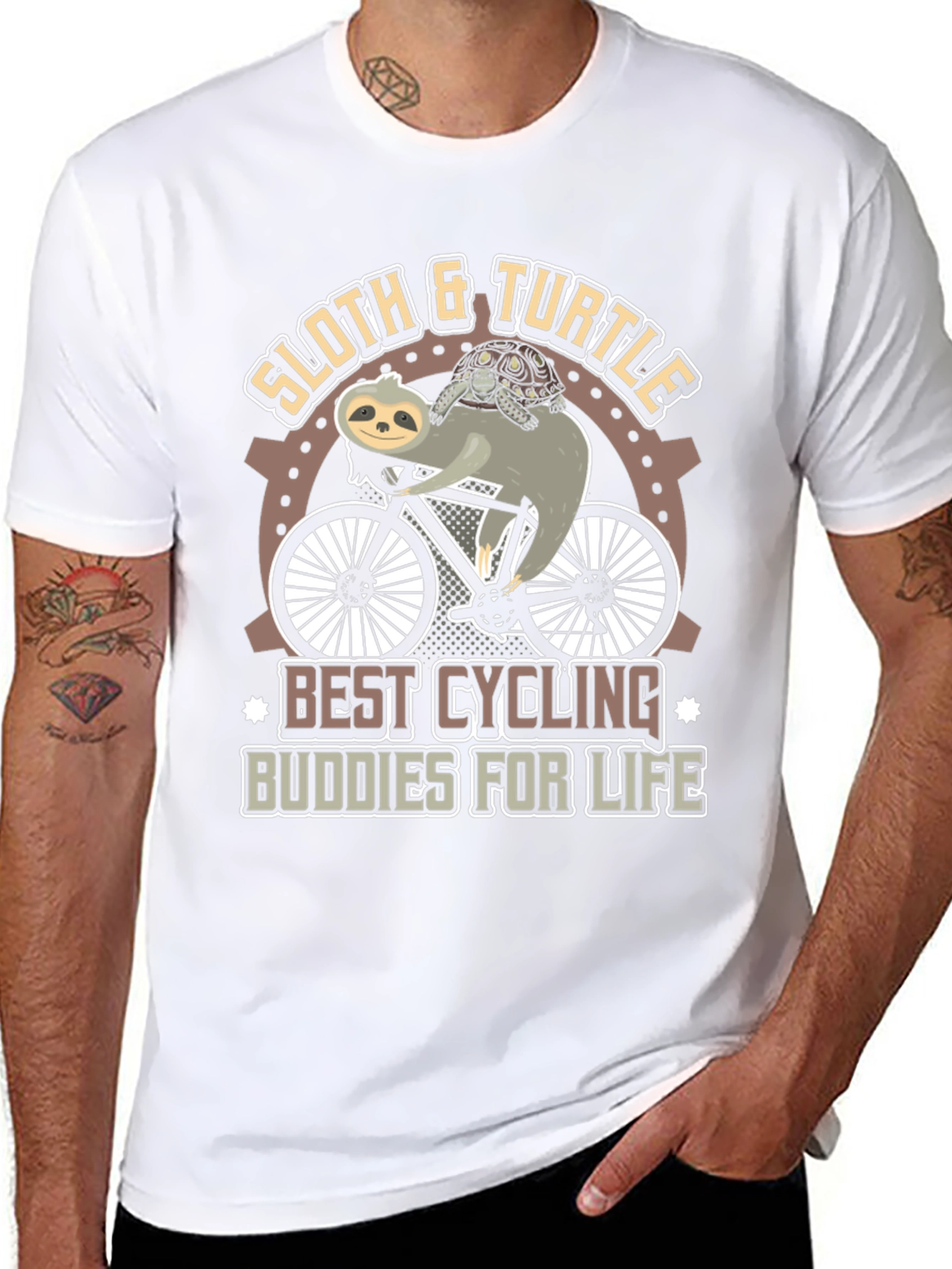 Sloth & Turtle Cycling Buddies T-Shirt