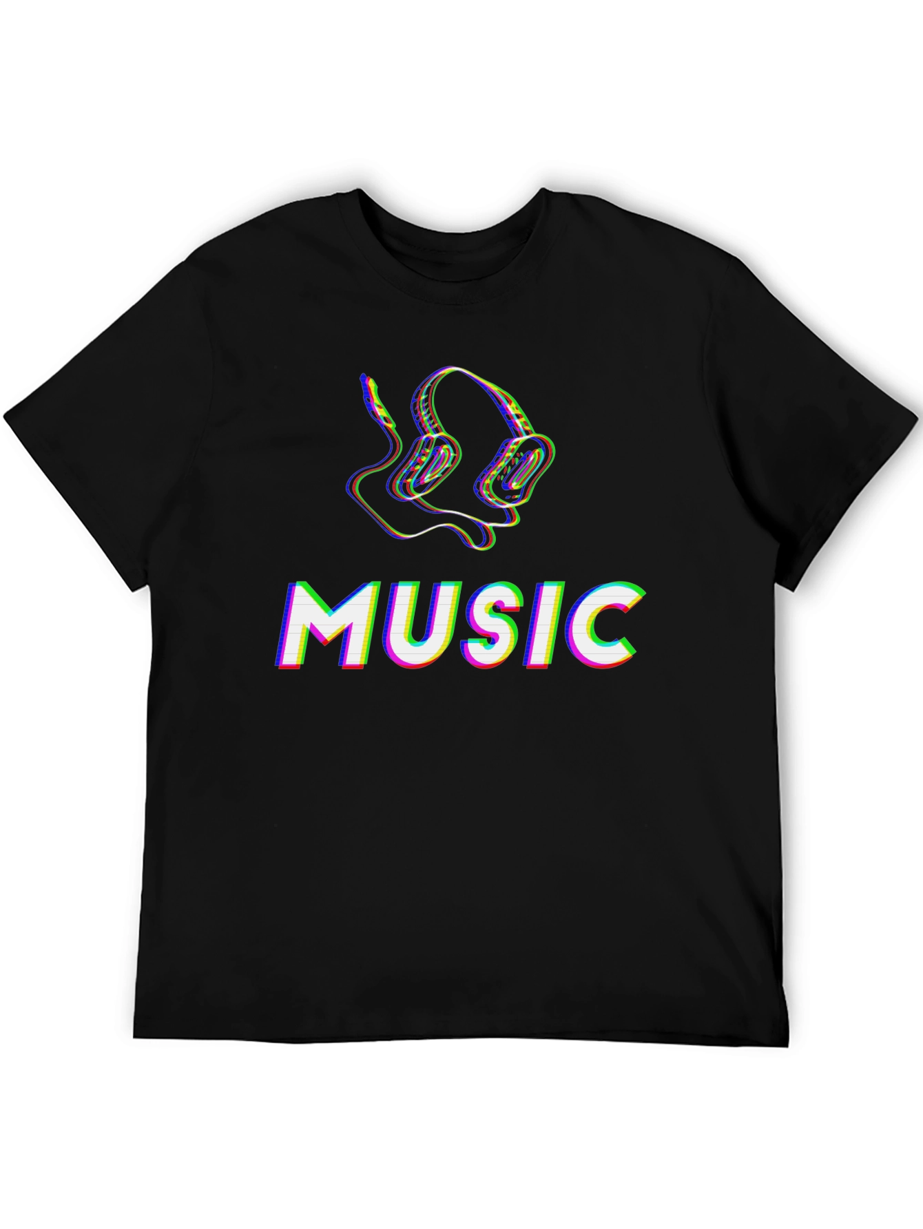 Music Headphone Glitch Graphic Tee