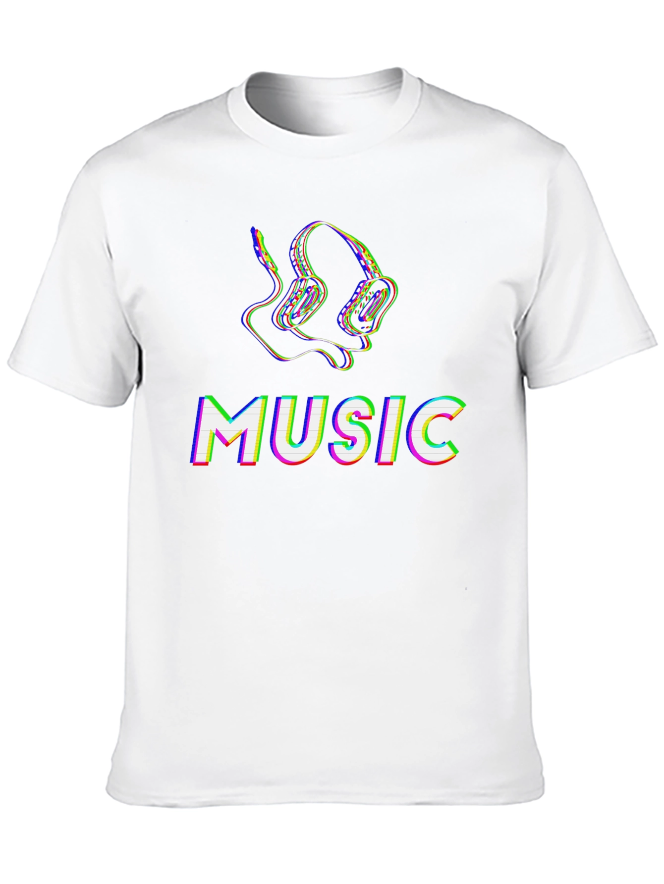 Music Headphone Glitch Graphic Tee