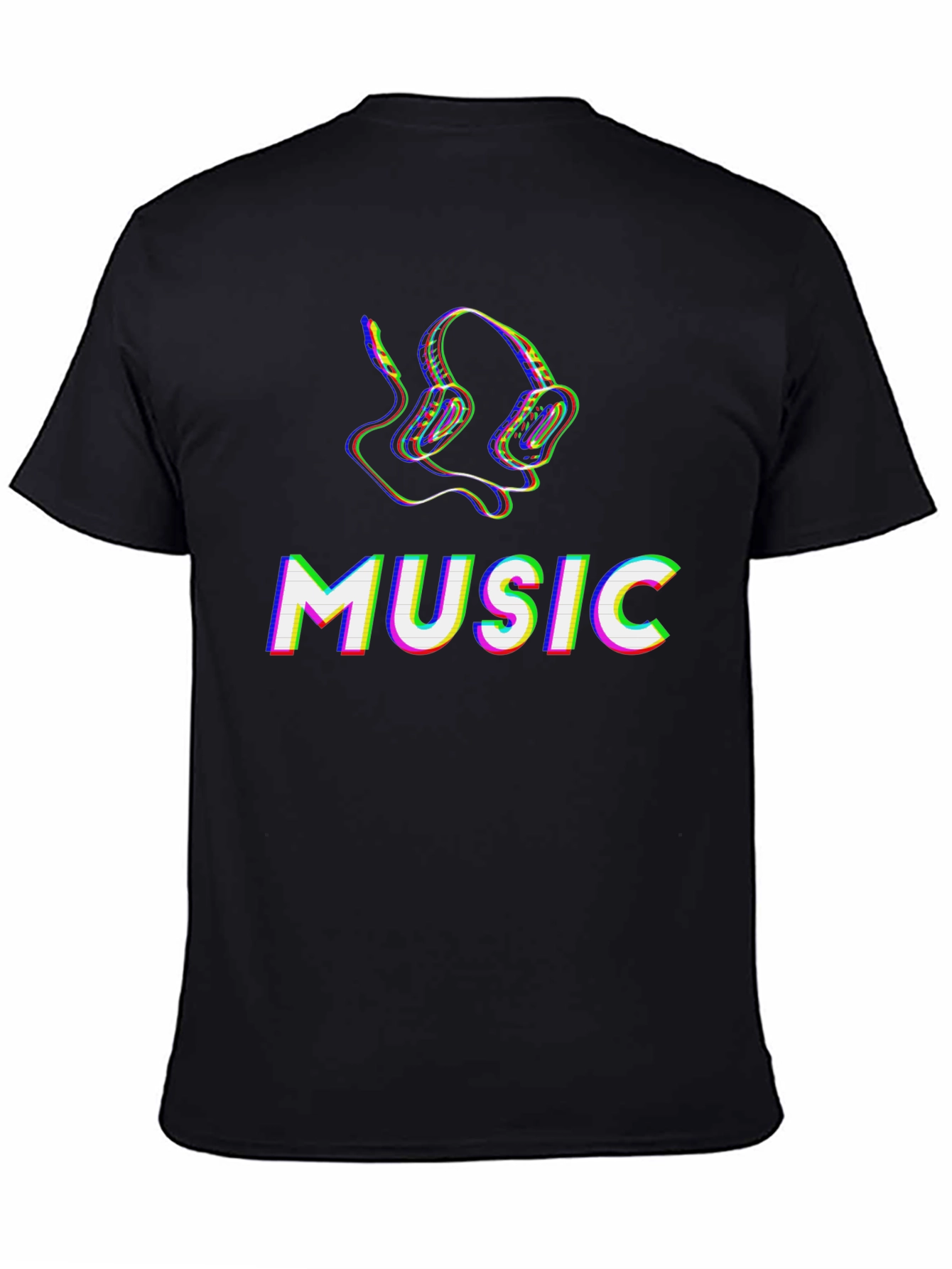 Music Headphone Glitch Graphic Tee
