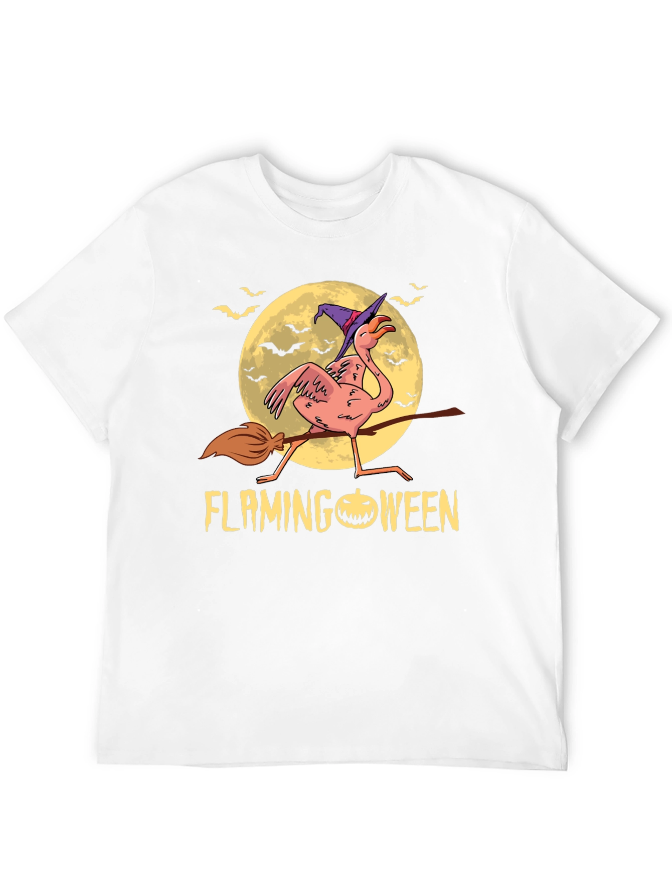 Flamingoween T-Shirt: Flamingo Witch Halloween Tee