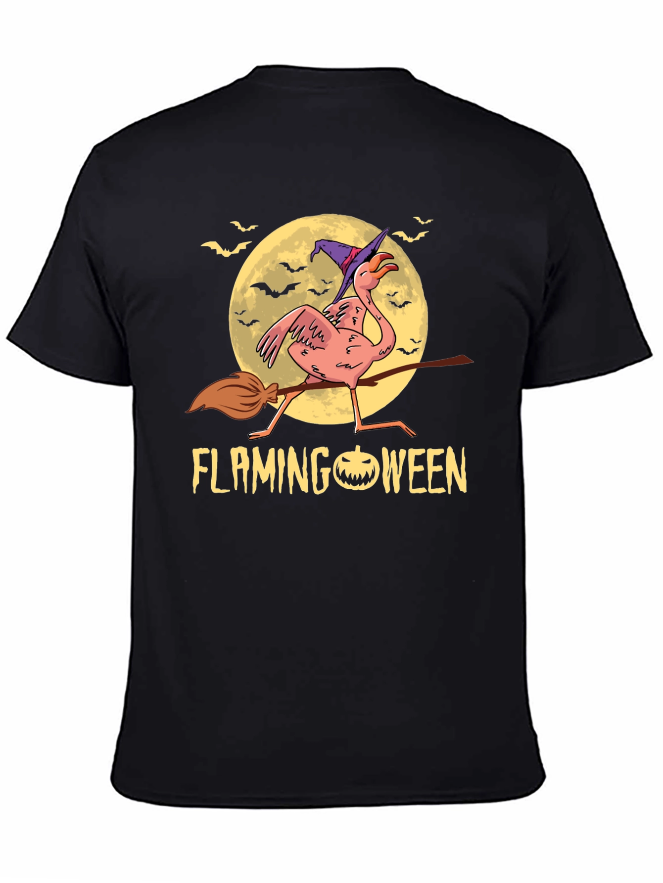Flamingoween T-Shirt: Flamingo Witch Halloween Tee