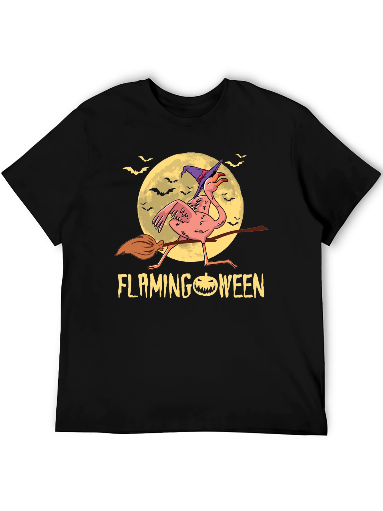 Flamingoween T-Shirt: Flamingo Witch Halloween Tee