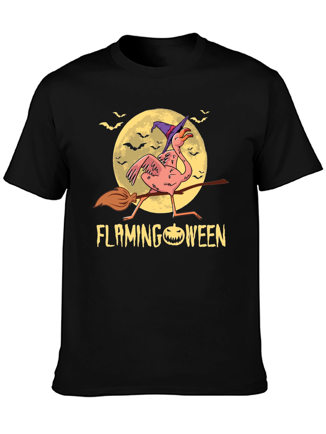 Flamingoween T-Shirt: Flamingo Witch Halloween Tee