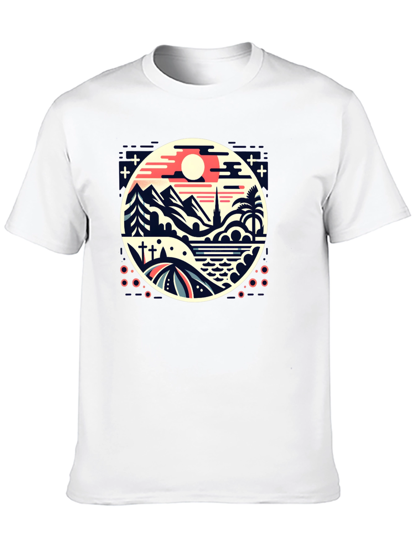 Retro Landscape Graphic Tee - Black Cotton Blend