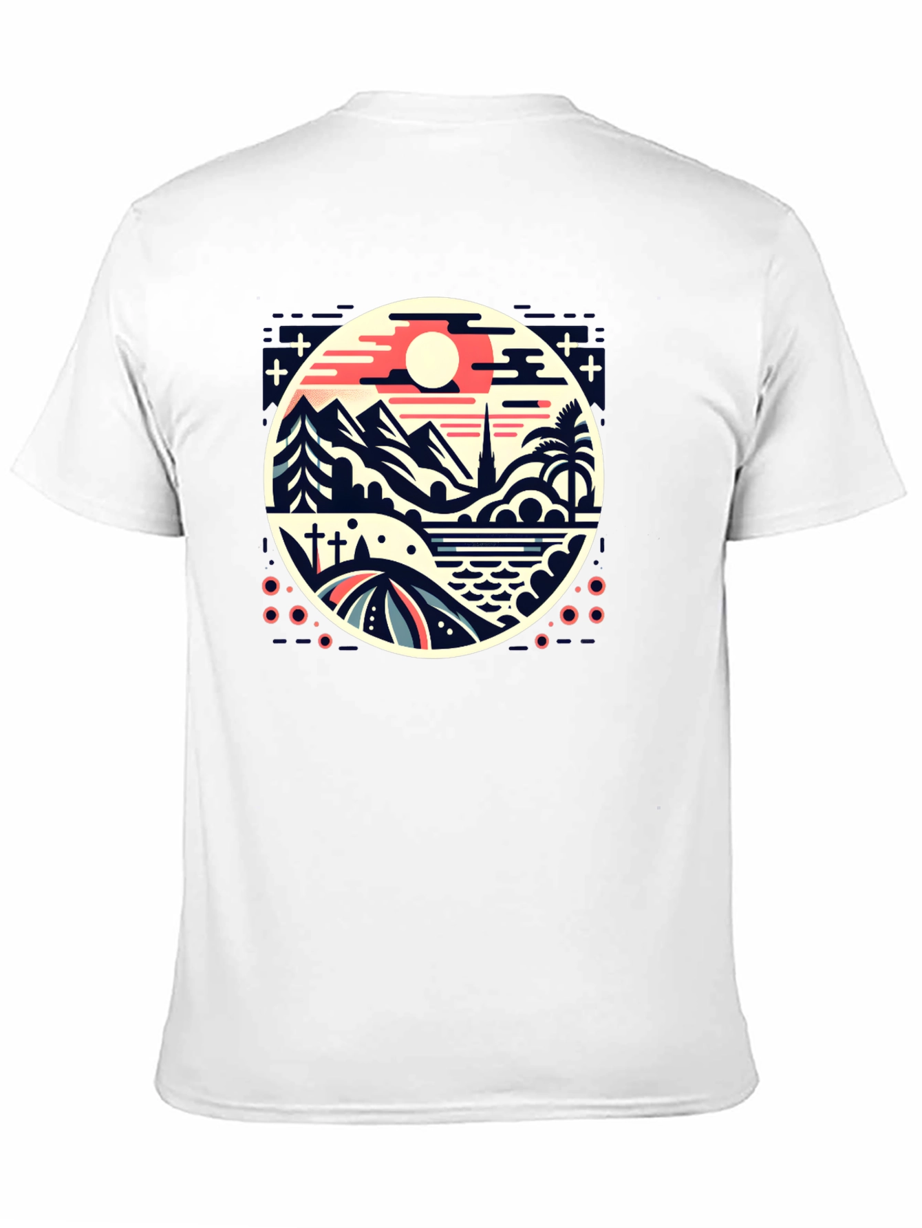 Retro Landscape Graphic Tee - Black Cotton Blend
