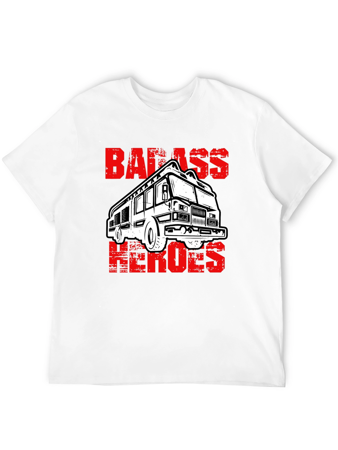 Badass Heroes Fire Truck Graphic T-Shirt