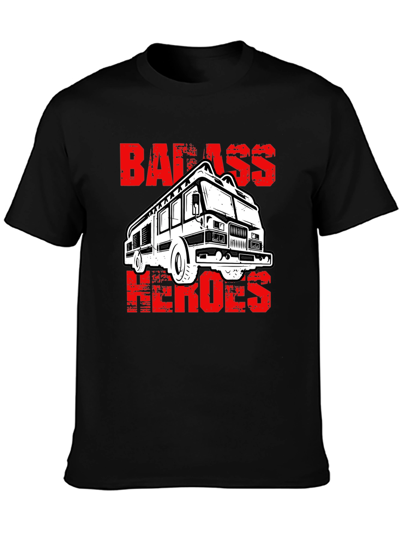 Badass Heroes Fire Truck Graphic T-Shirt