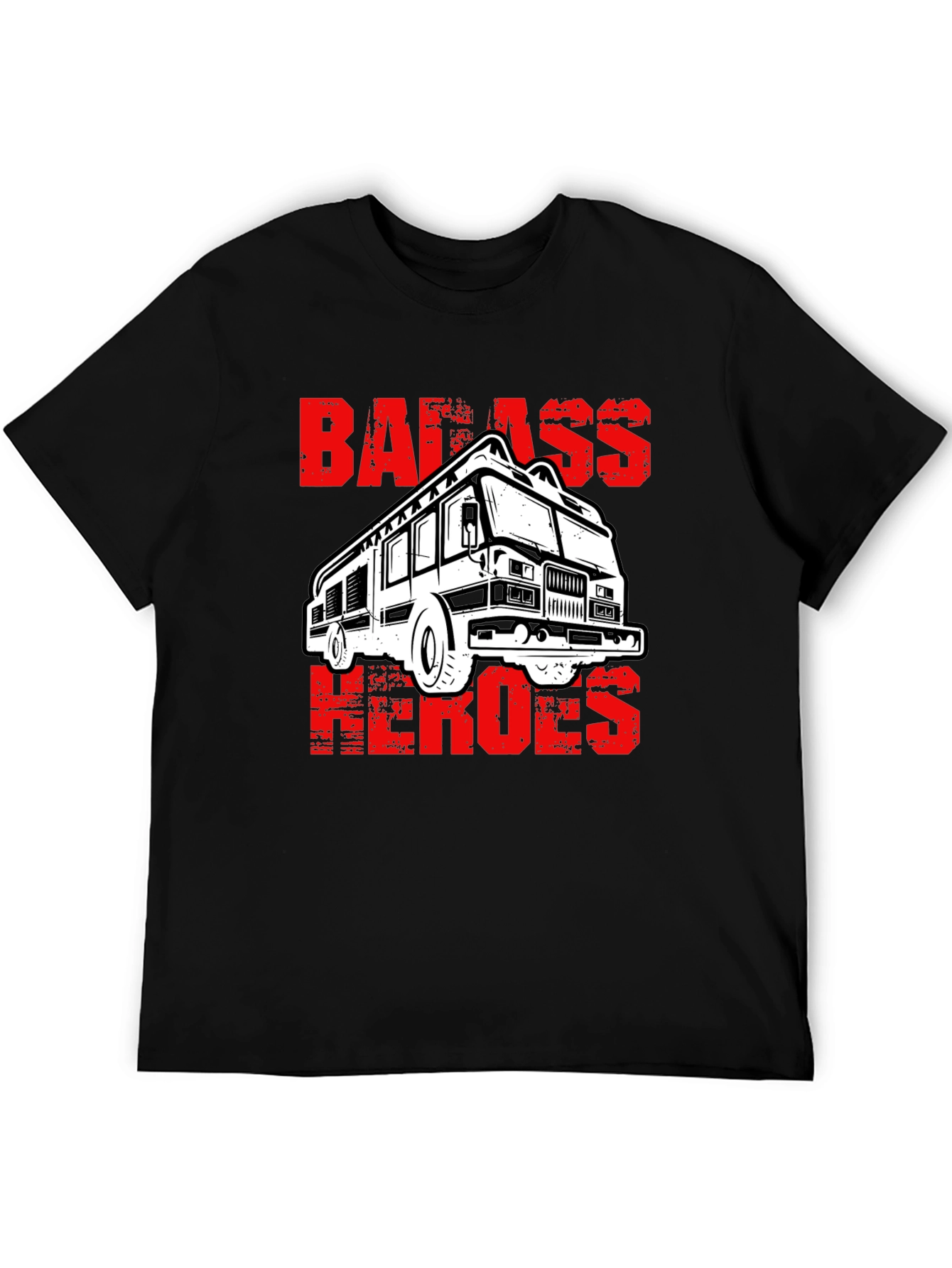 Badass Heroes Fire Truck Graphic T-Shirt