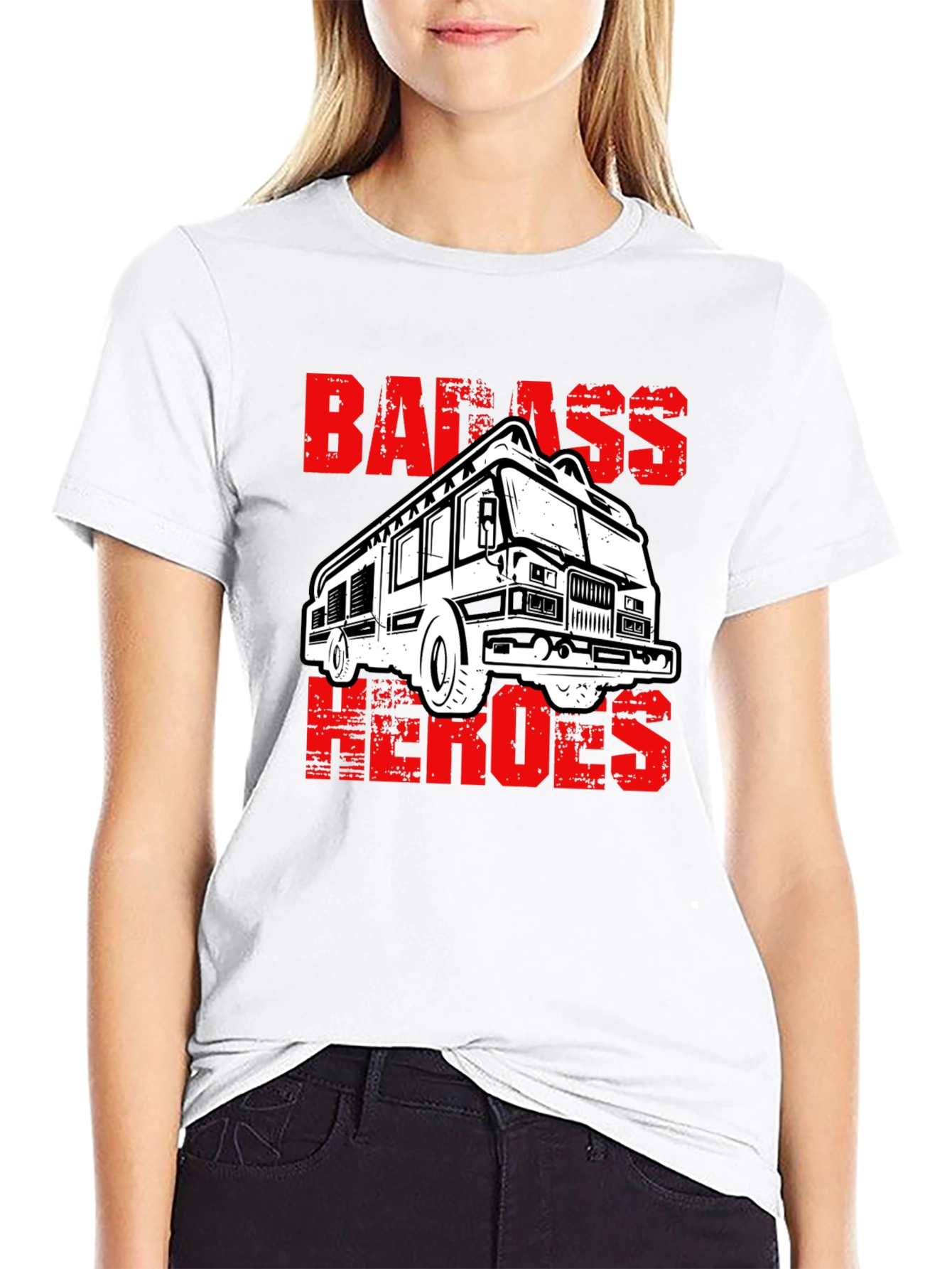 Badass Heroes Fire Truck Graphic T-Shirt