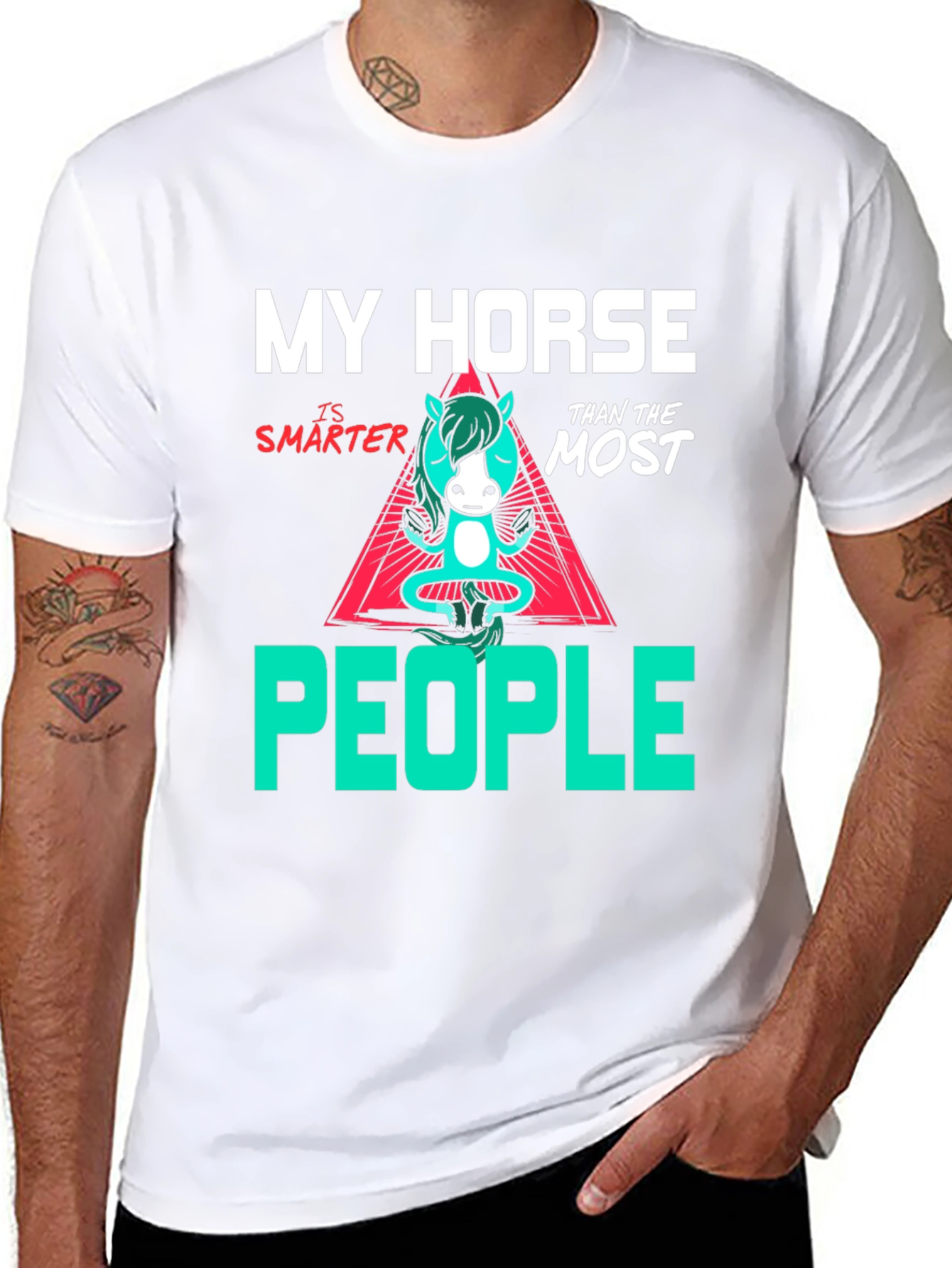 Funny Horse Smarter Than People Graphic T-Shirt