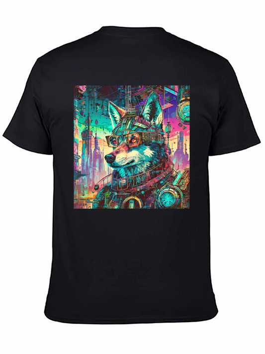 Cyberpunk Wolf Graphic Tee - Cool Animal Design