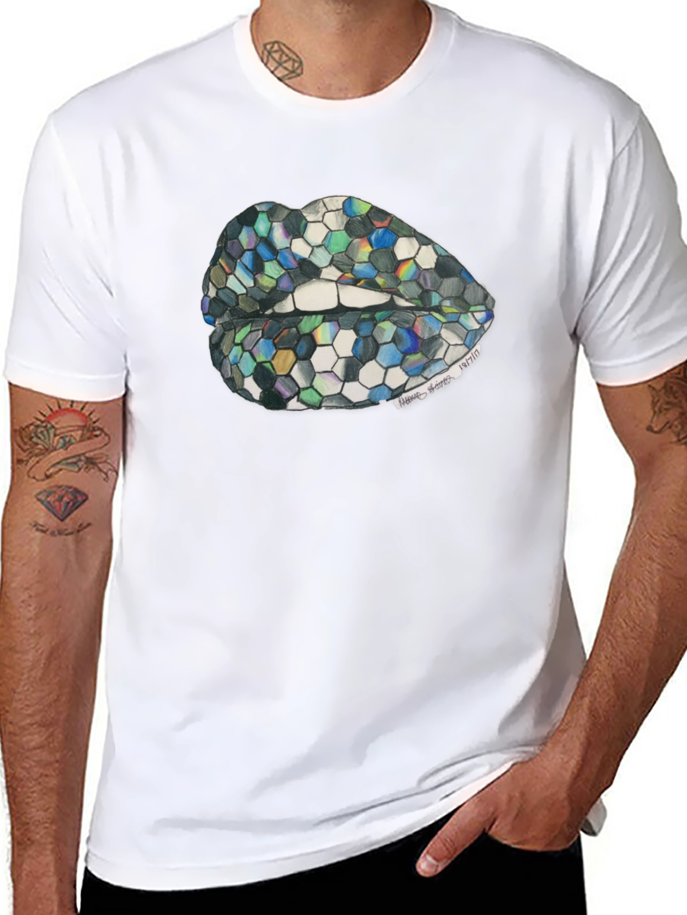 Geometric Lips Graphic T-Shirt - Unisex