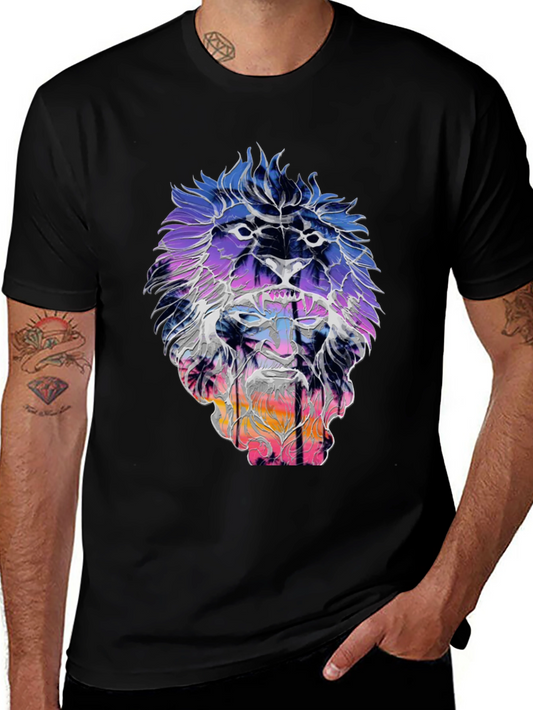 Lion Sunset Graphic Tee - Unique Design