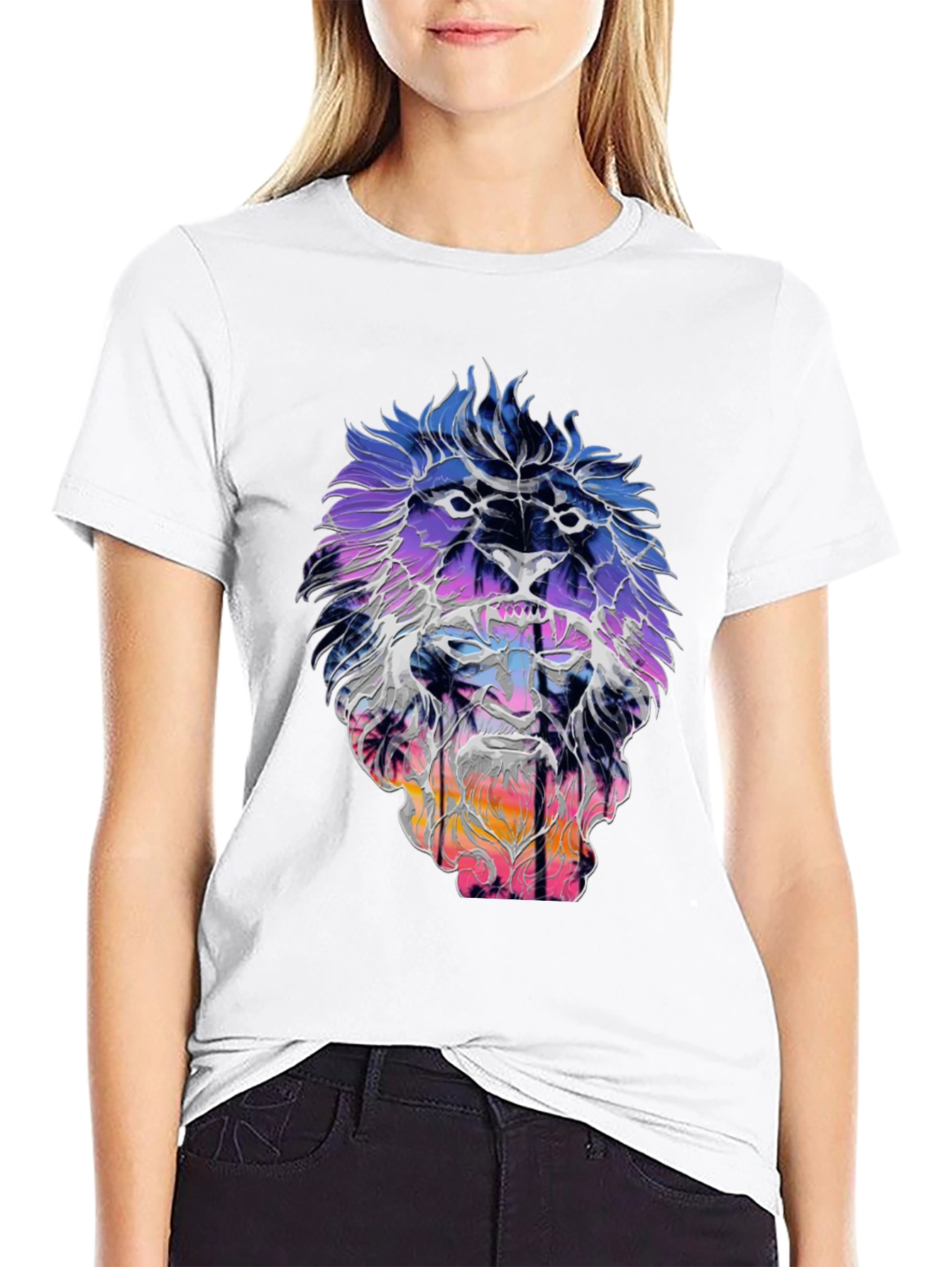 Lion Sunset Graphic Tee - Unique Design