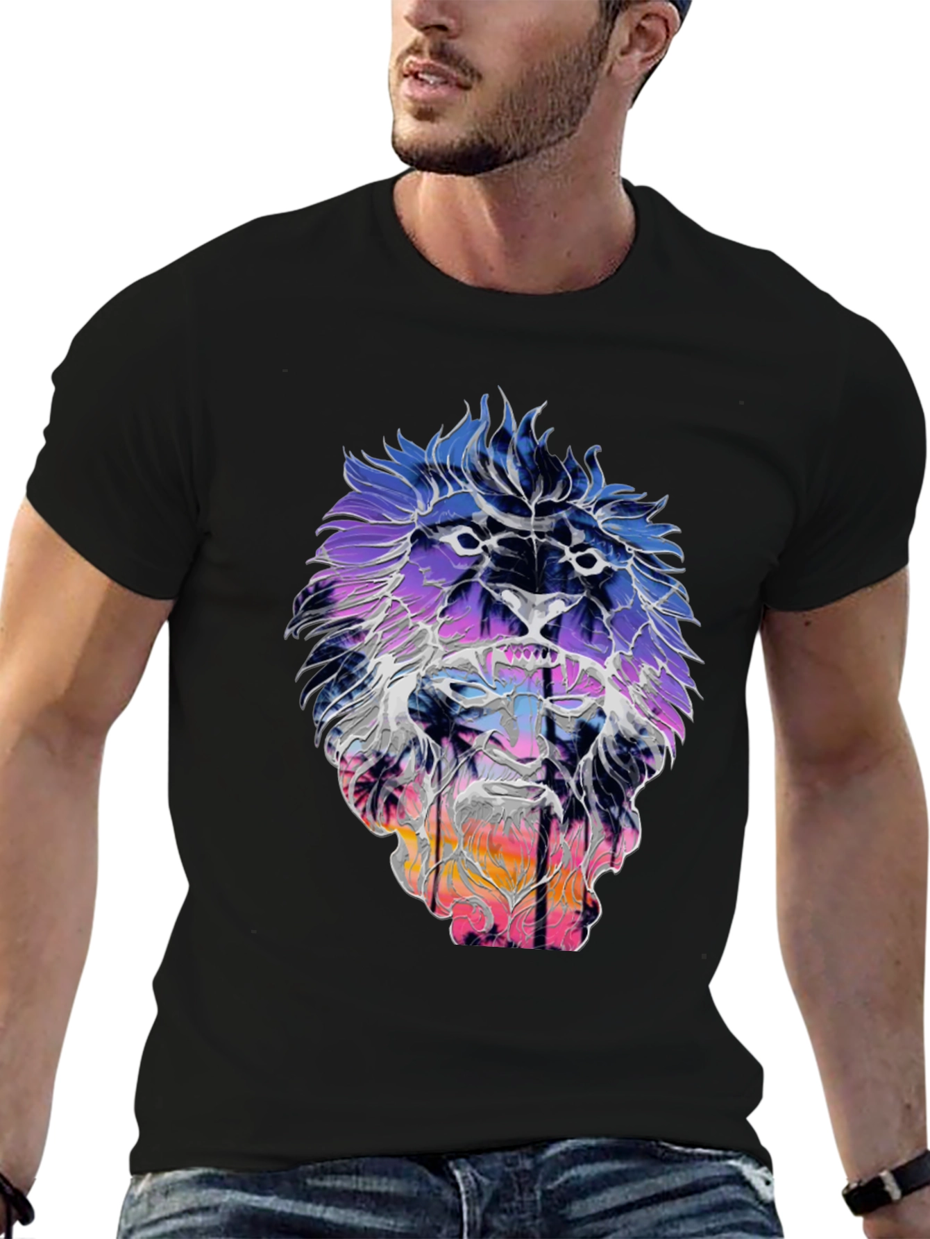 Lion Sunset Graphic Tee - Unique Design