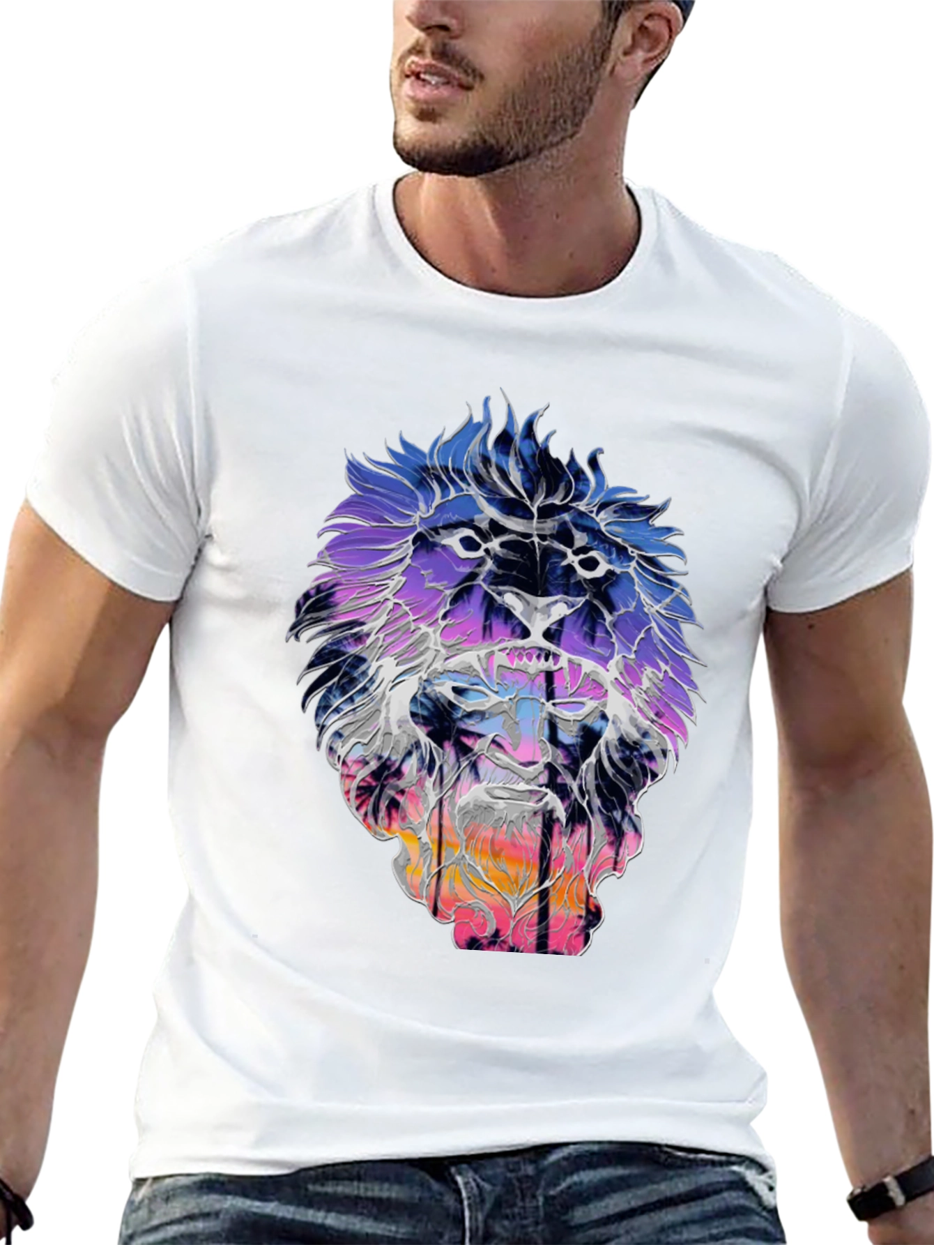 Lion Sunset Graphic Tee - Unique Design