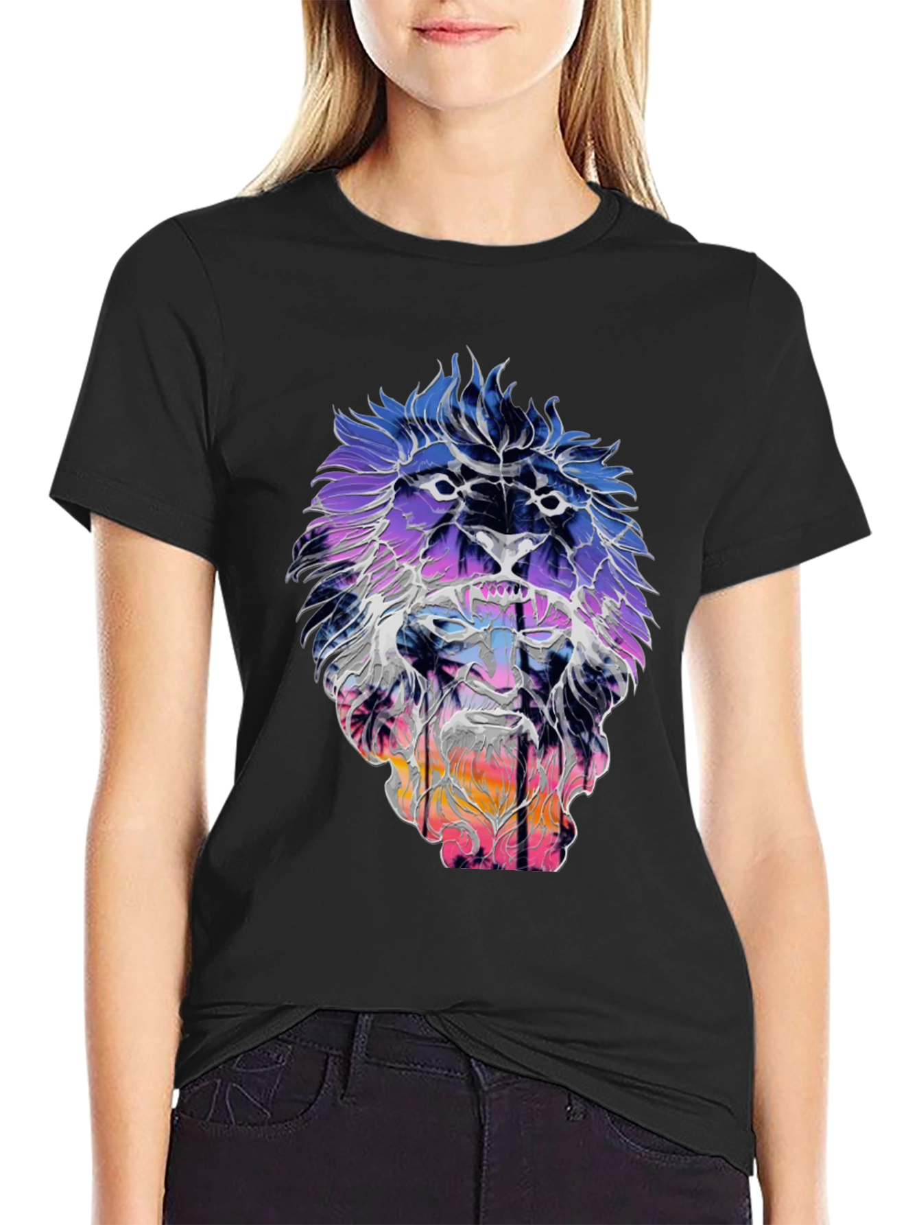 Lion Sunset Graphic Tee - Unique Design