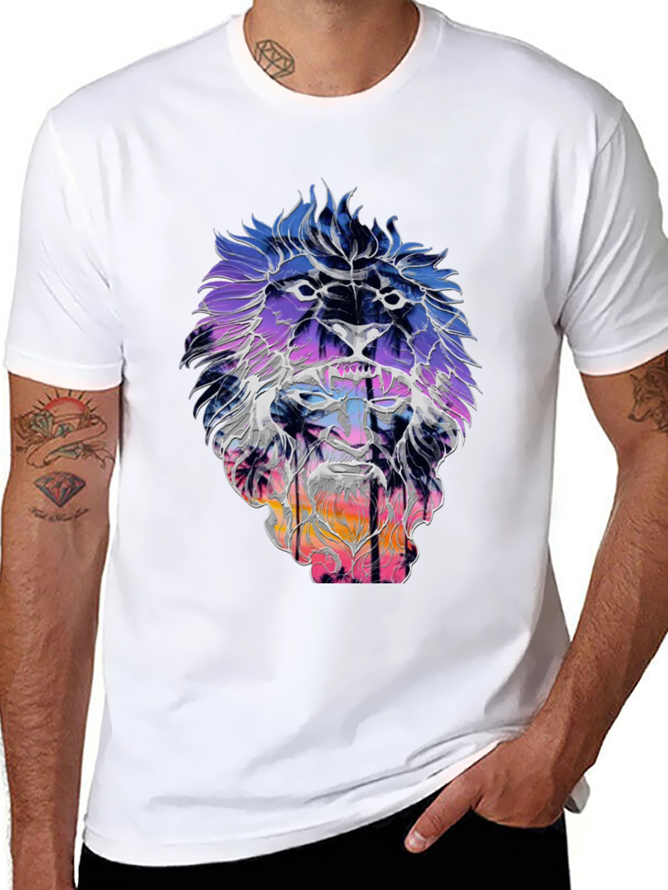 Lion Sunset Graphic Tee - Unique Design