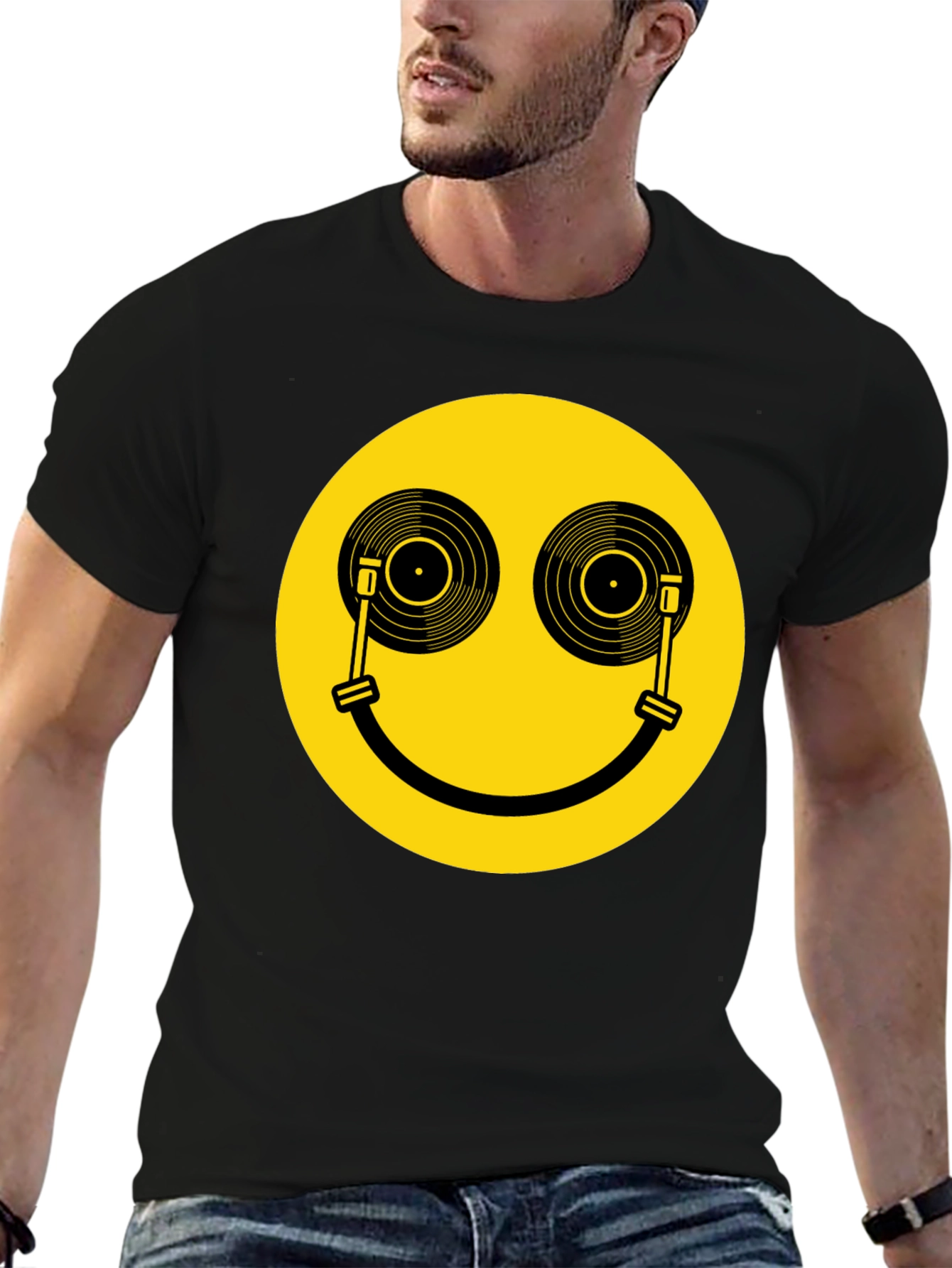 DJ Smiley Face T-Shirt - Black Music Lover Tee