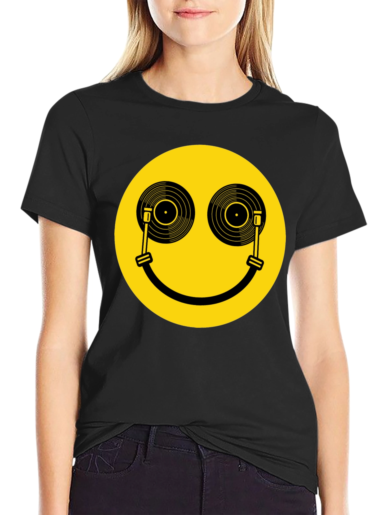 DJ Smiley Face T-Shirt - Black Music Lover Tee