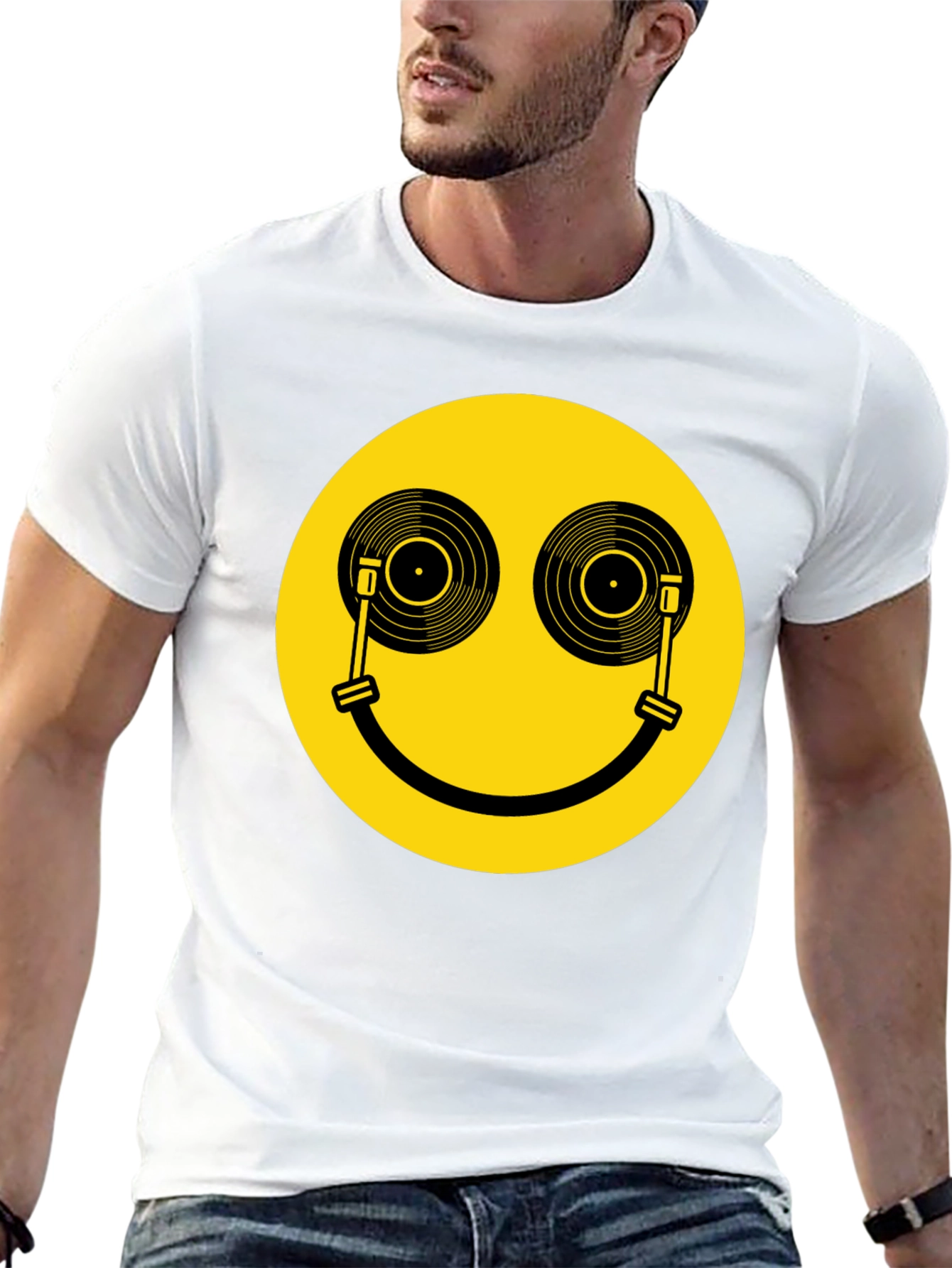 DJ Smiley Face T-Shirt - Black Music Lover Tee